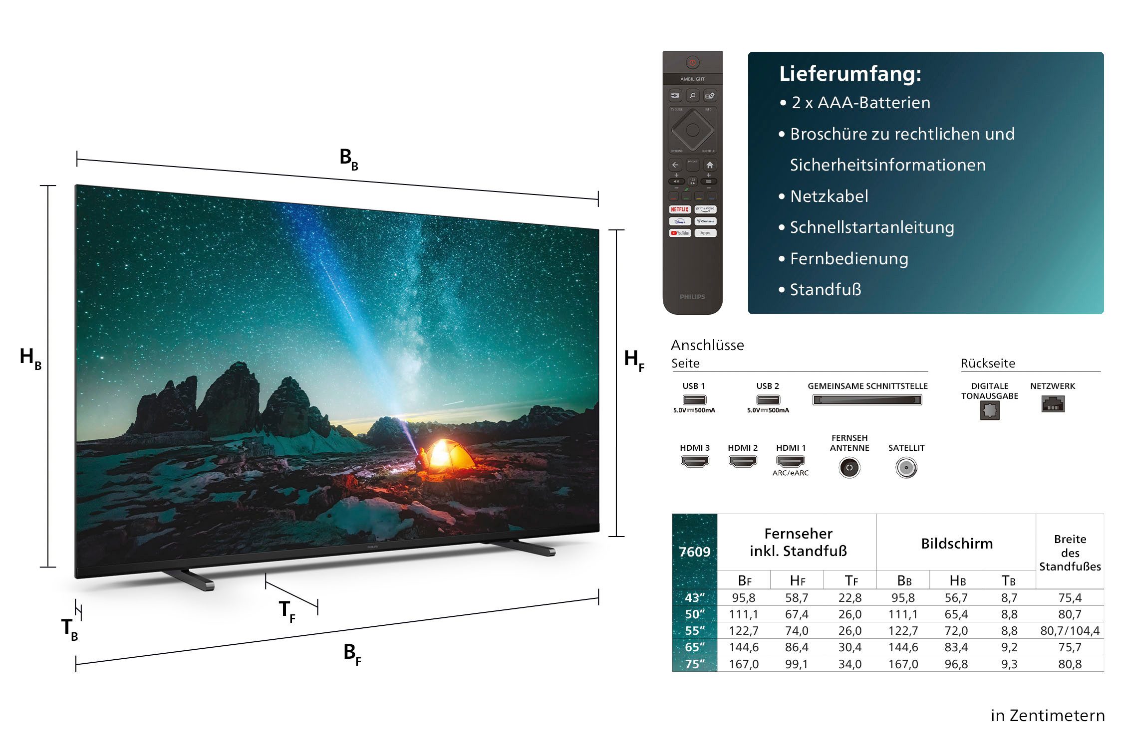 Philips Led-TV 55PUS7609/12, 139 cm / 55", 4K Ultra HD, Smart TV