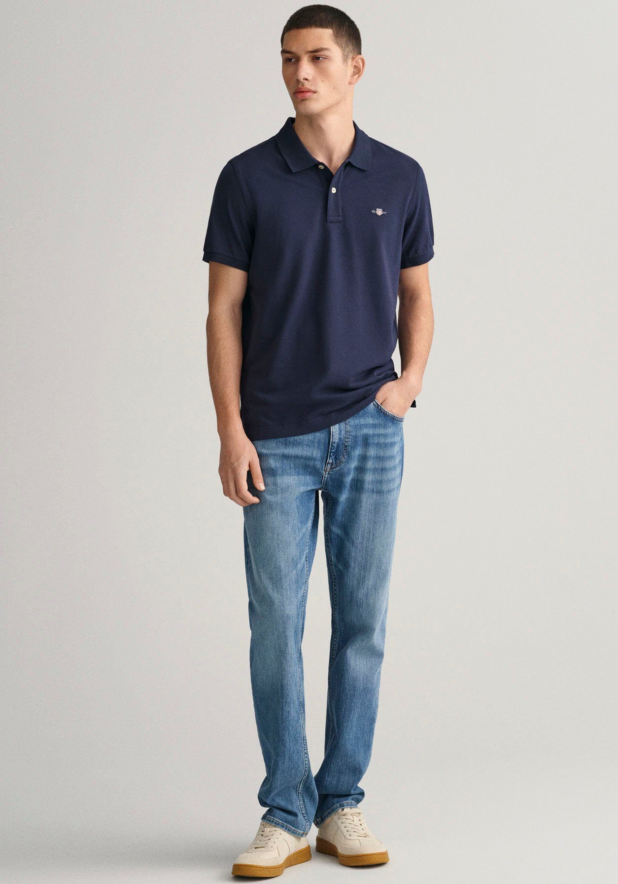 Gant Poloshirt REG SHIELD SS PIQUE POLO met logo en platte breikraag 100% katoen pique