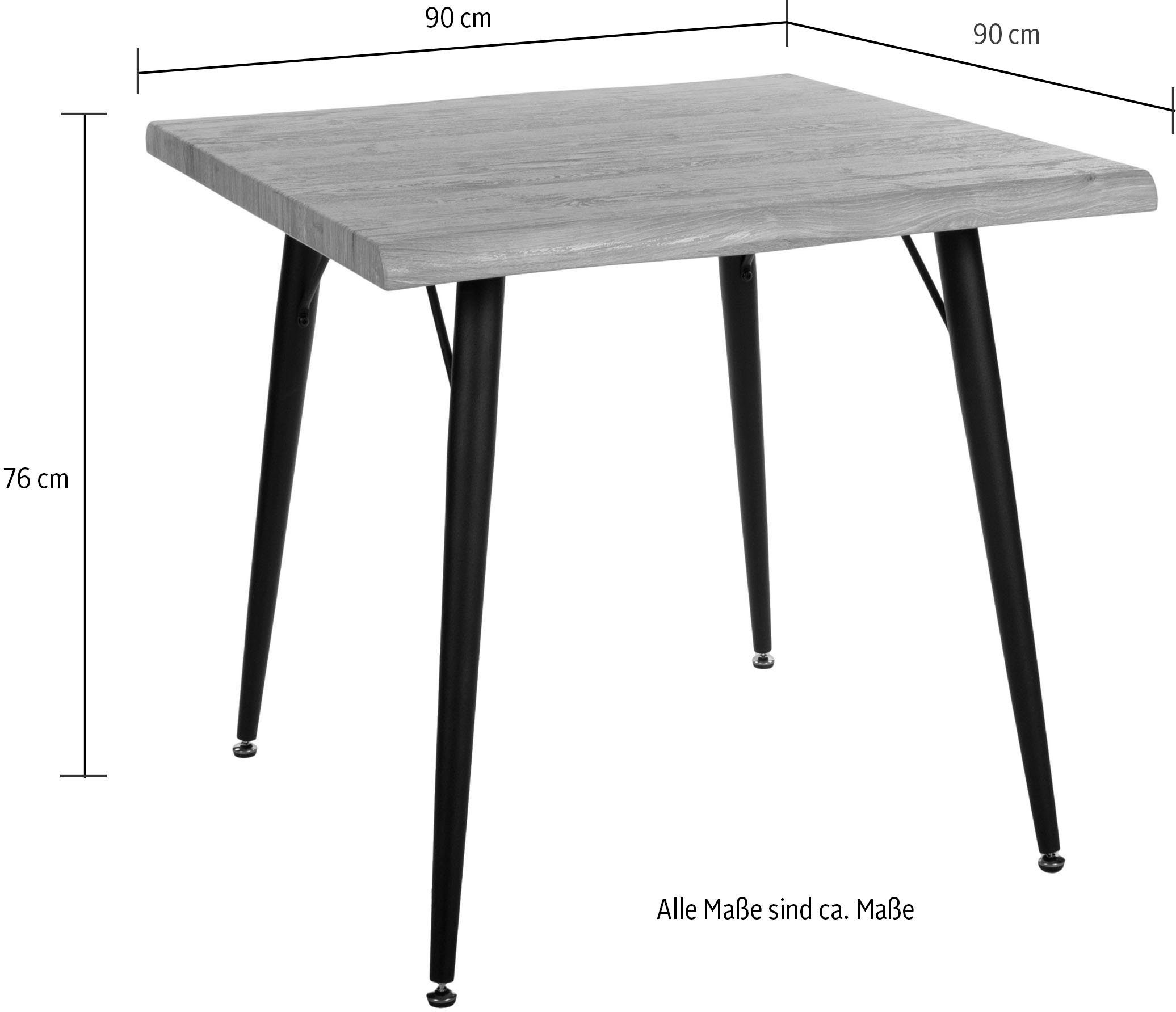 Duo Collection Eettafel Tailin tafel met boomrand Massief metalen frame, draagvermogen tot 100 kg