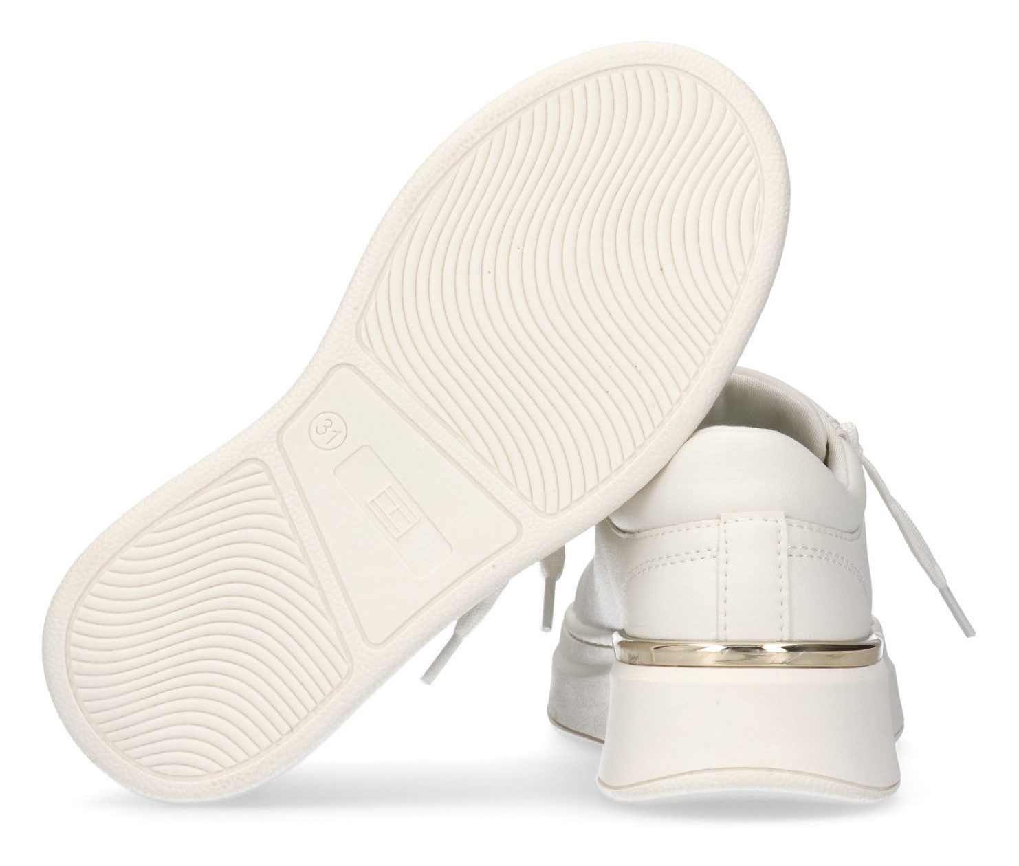 Tommy Hilfiger Plateausneakers , sneaker, plateauschoen, veterschoen met metallic-inzetten