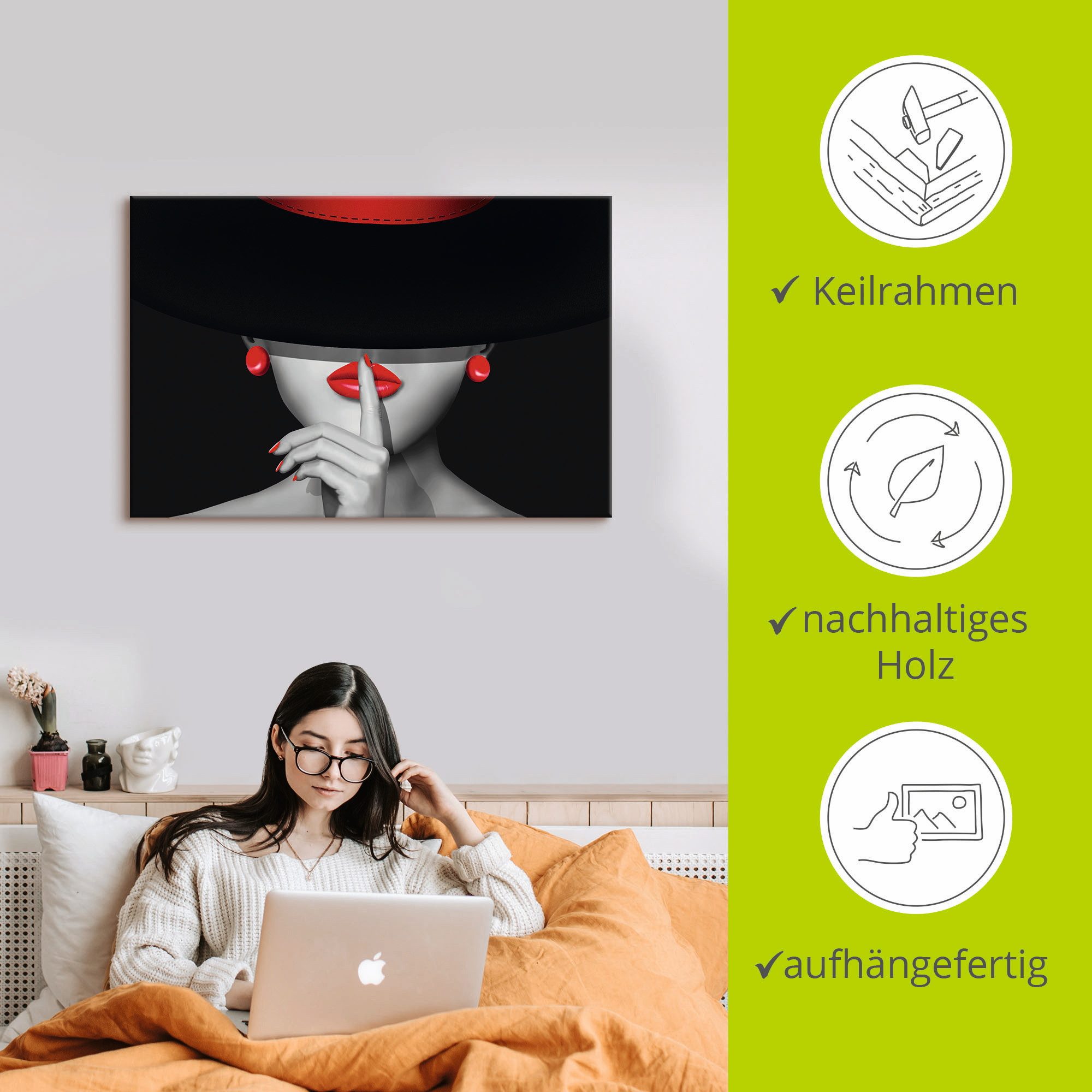 Artland Artprint Wees stil als artprint van aluminium, artprint voor buiten, artprint op linnen, poster, muursticker
