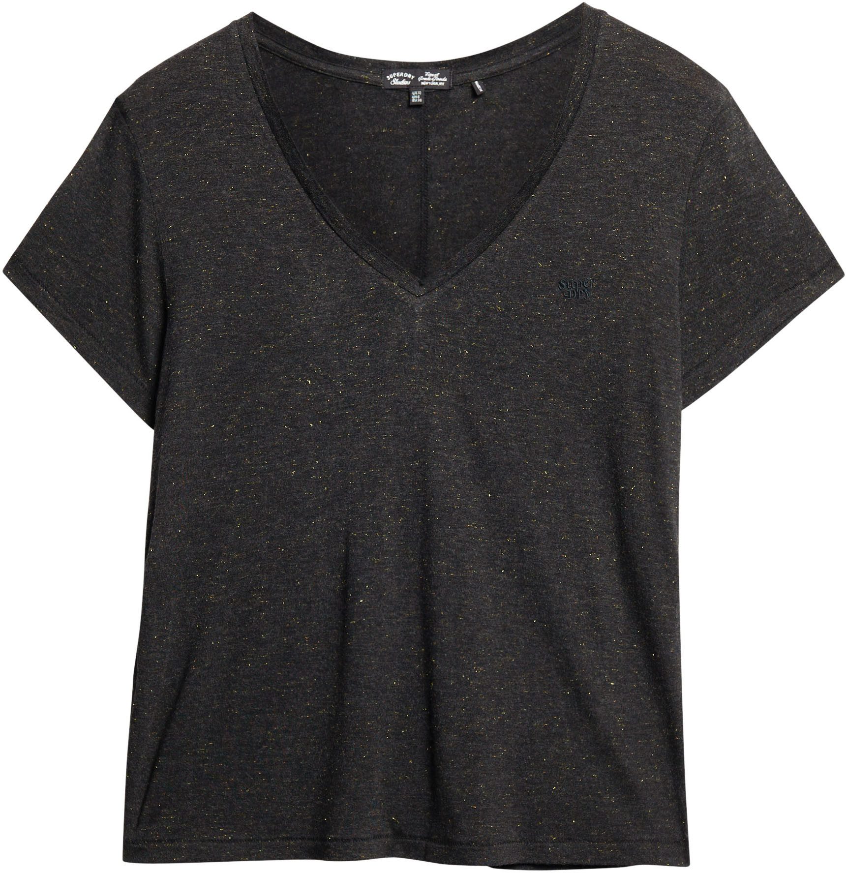 Superdry Shirt met V-hals STUDIOS SLUB EMB VEE TEE gestructureerd t-shirt met v-hals en borduursel