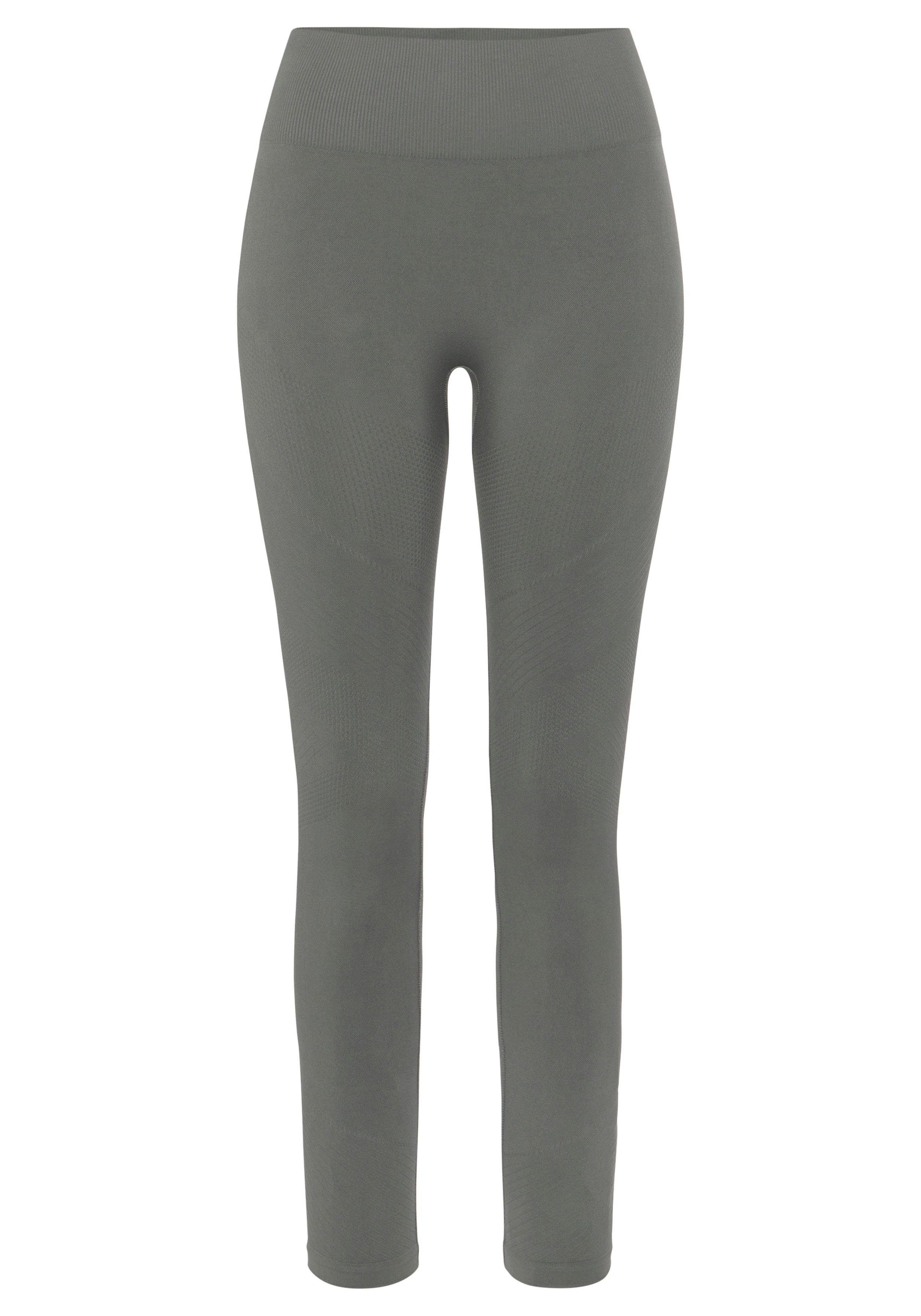 Lascana Naadloze legging Po Push Up met ribstructuur en shaping-effect sportbroek sportleggings