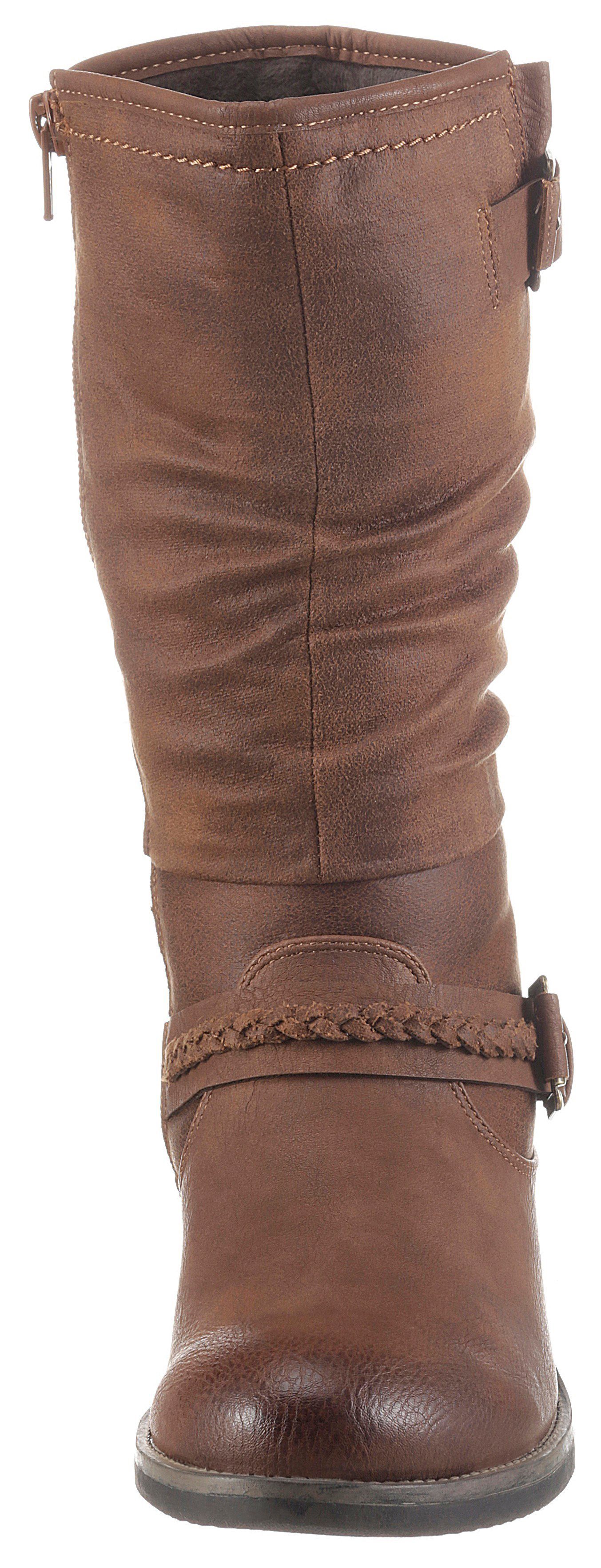 Rieker Laarzen , laarzen, winterlaarzen, blokhak met geraffte slouchy schacht