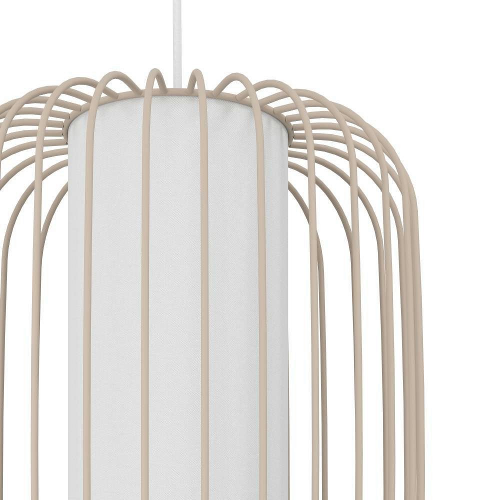 EGLO Hanglamp Terrarosa Hanglamp, metaal in zandkleur, textiel in wit, E27, Ø 24 cm (1 stuk)