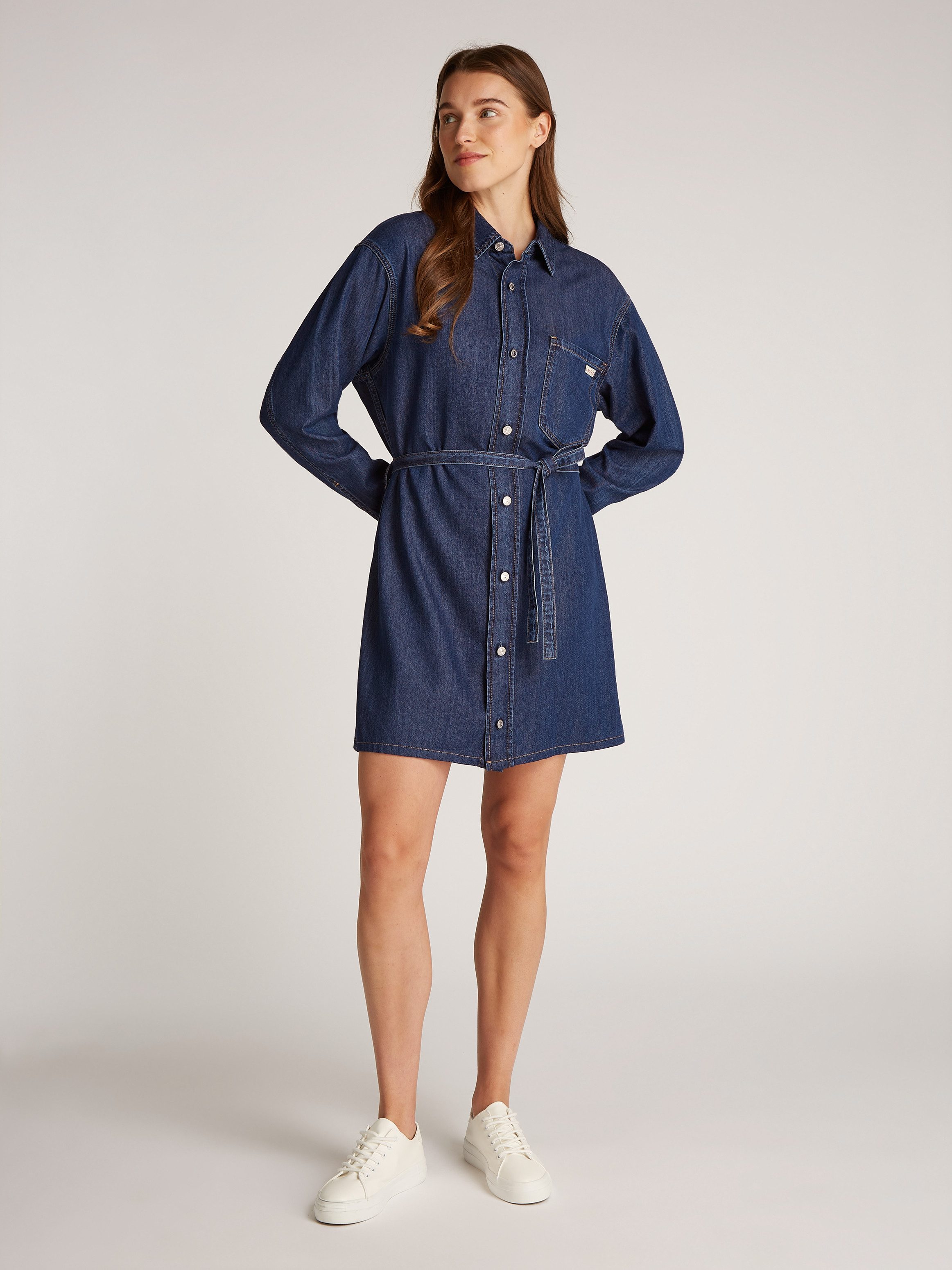 Calvin Klein Jeans jurk BELTED TENCEL DENIM SHIRT DRESS