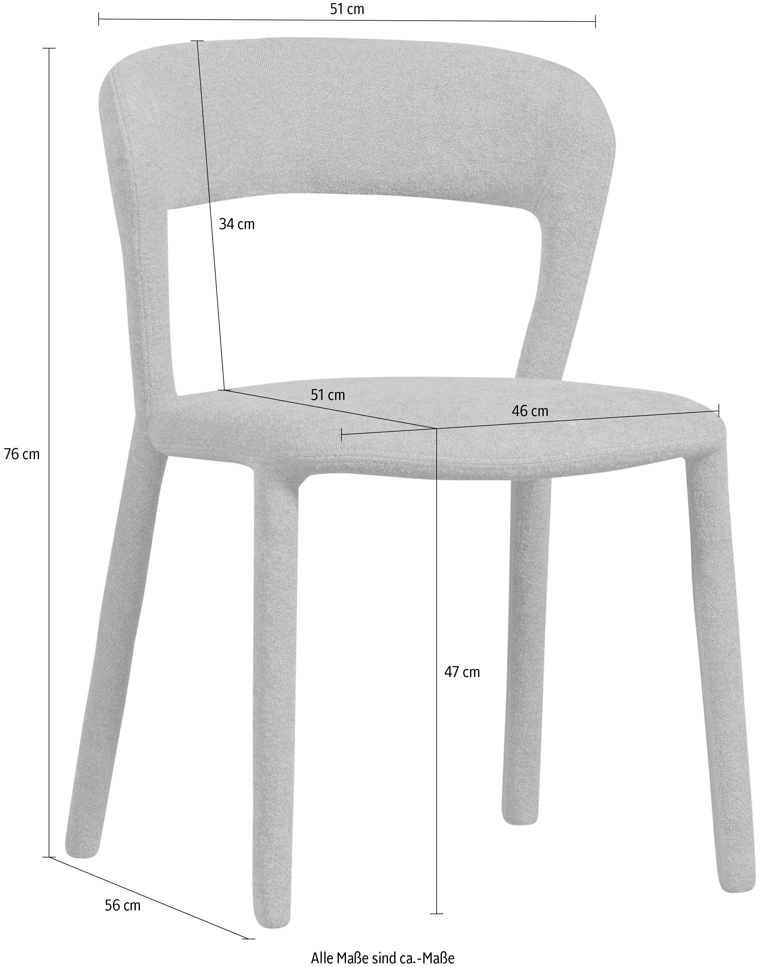 WOOOD Eetkamerstoel Noble volledig met stof bekleed, hoogte 76 cm x breedte 51 cm (set, 2 stuks)