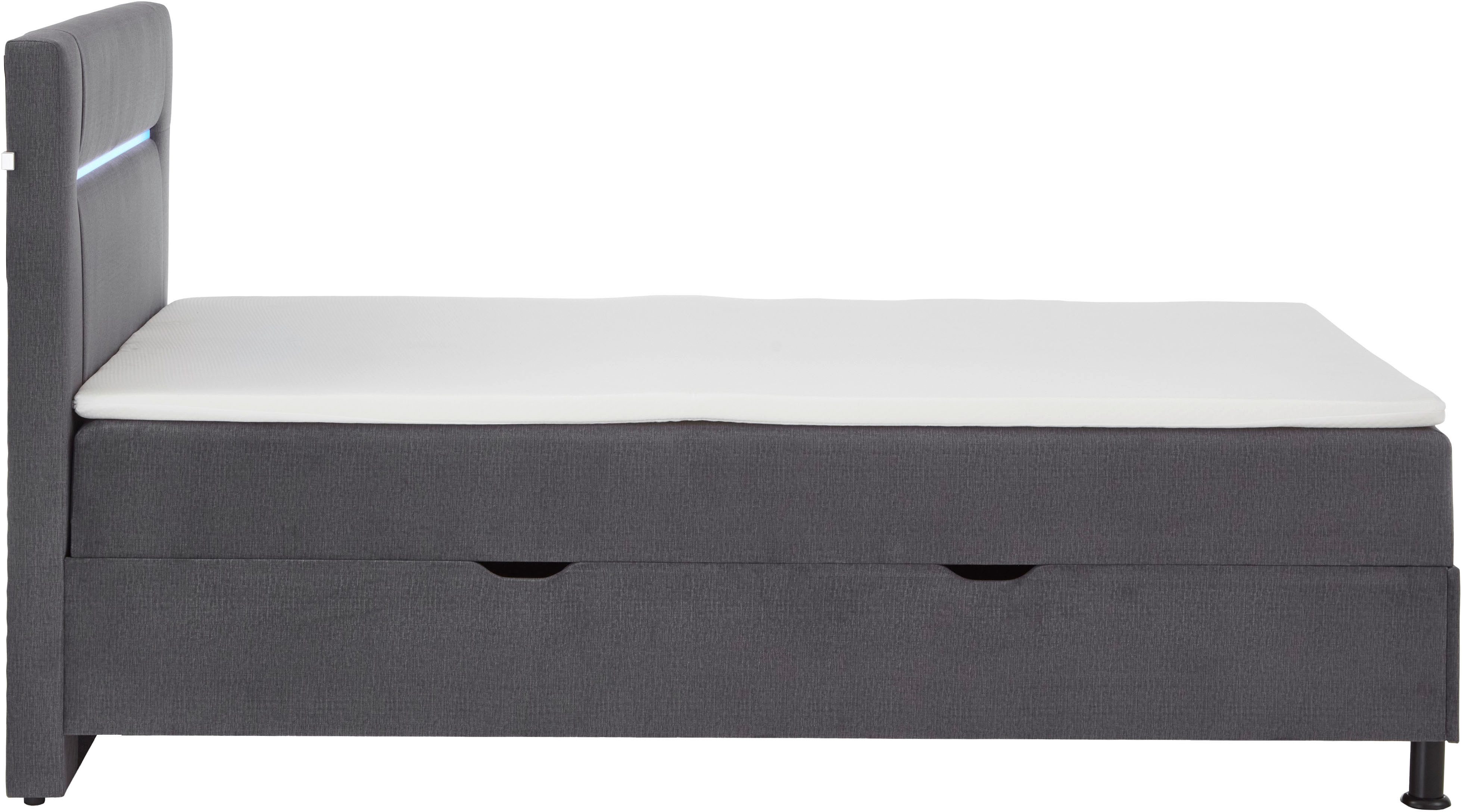 INOSIGN Boxspring Escalon LED met opbergruimte, inclusief topper, LED-lichtstrip in het hoofdeinde