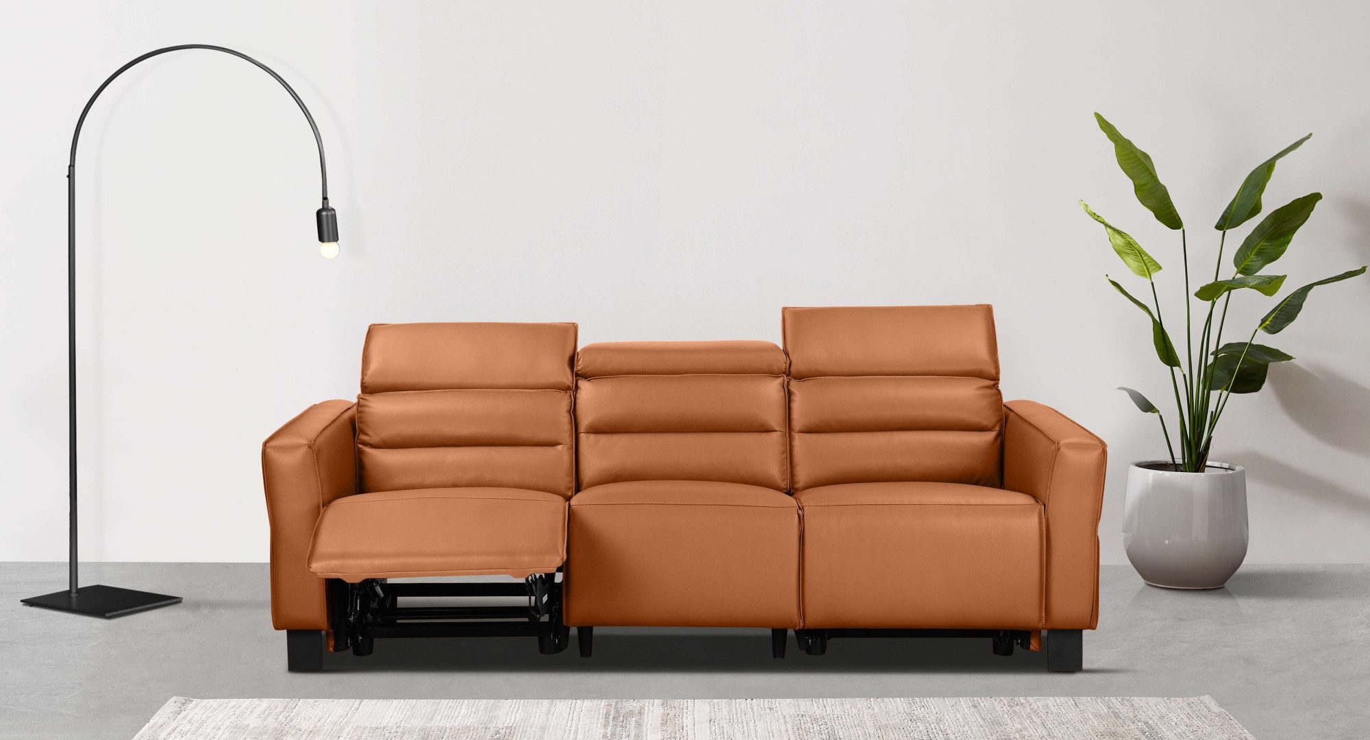 Places of Style 3-zitsbank Carpari, 224 cm, handmatige of elektrische relaxfunctie in 2 zitplaatsen