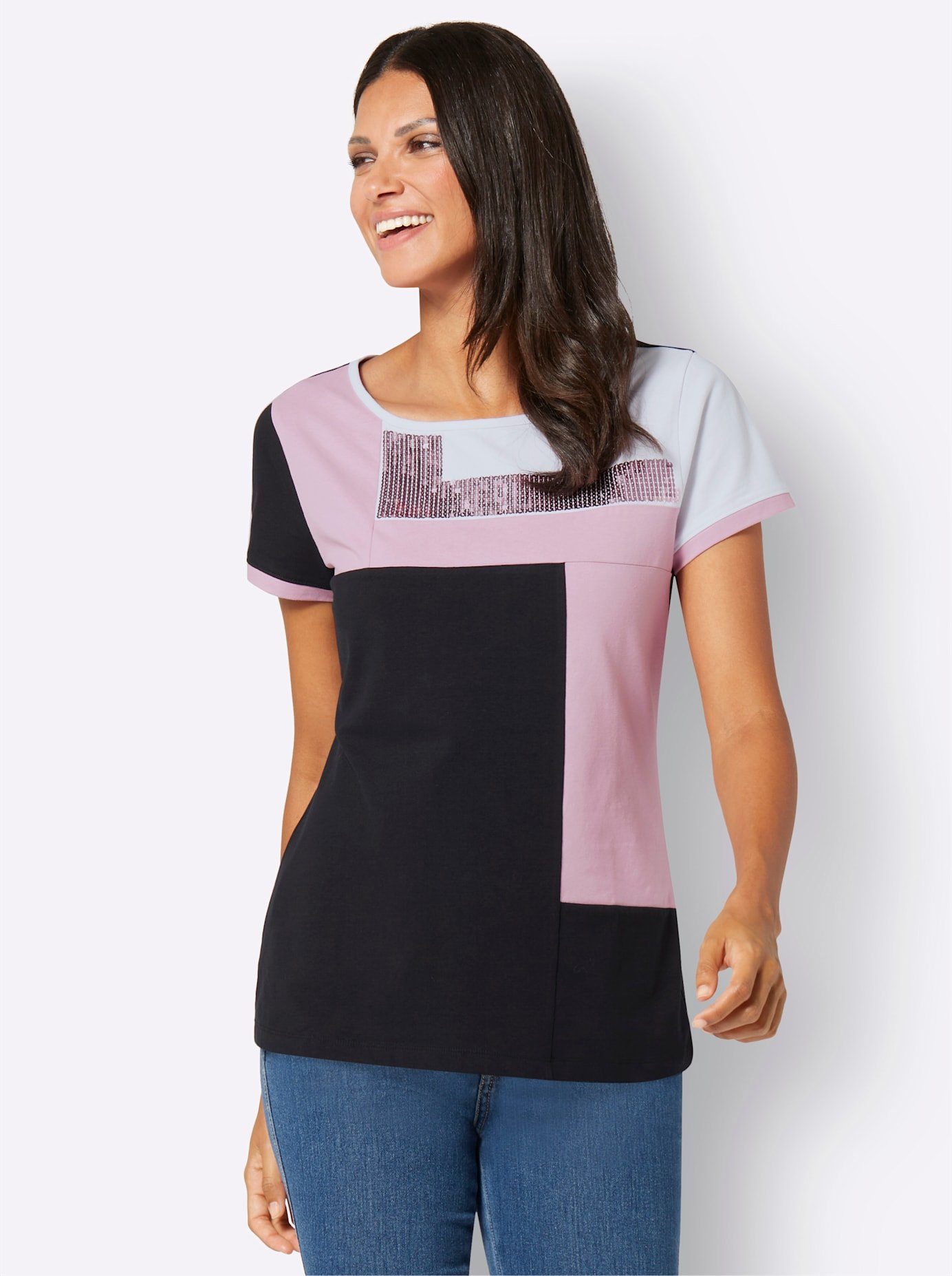 Classic Basics Shirt met pailletten Shirt met ronde hals (1-delig)