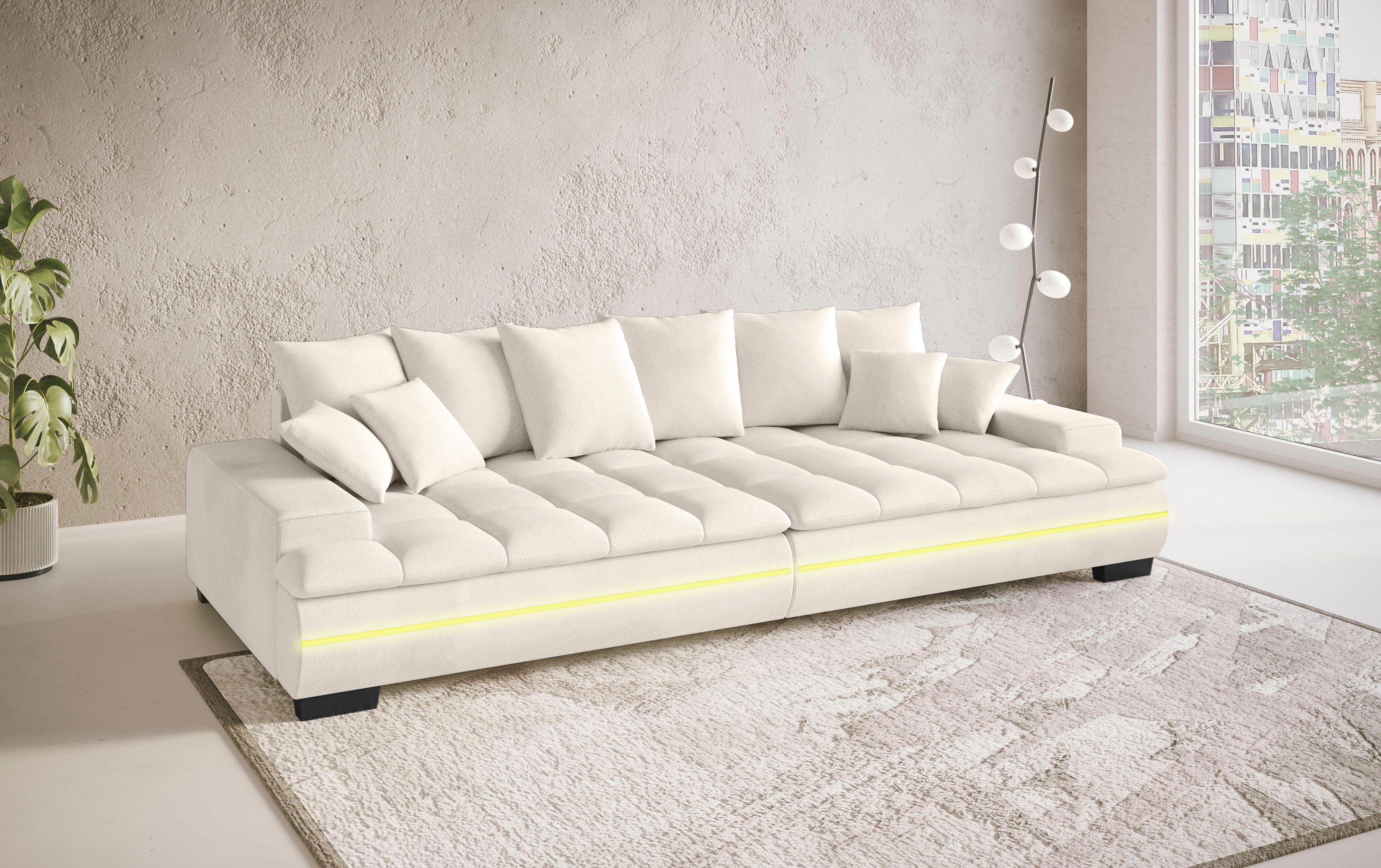 Mr. Couch Megabank Haiti II RGB-LED RGB-LED verlichting, met ambachtelijk gemaakte comfort-stiksel