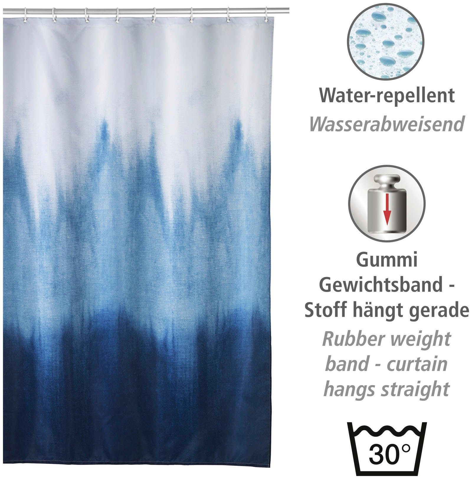 WENKO Douchegordijn Alara Hoogte 200 cm, batik-look