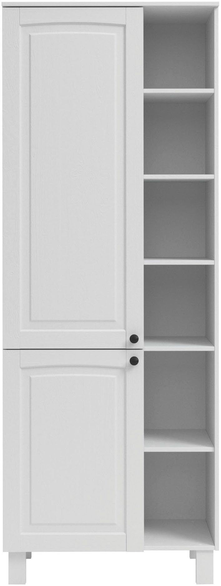 Kochstation Hoge kast KS-Osby Massief grenen, breedte 75 cm, 2 deuren, 4 legplanken, 6 open vakken (1 stuk)