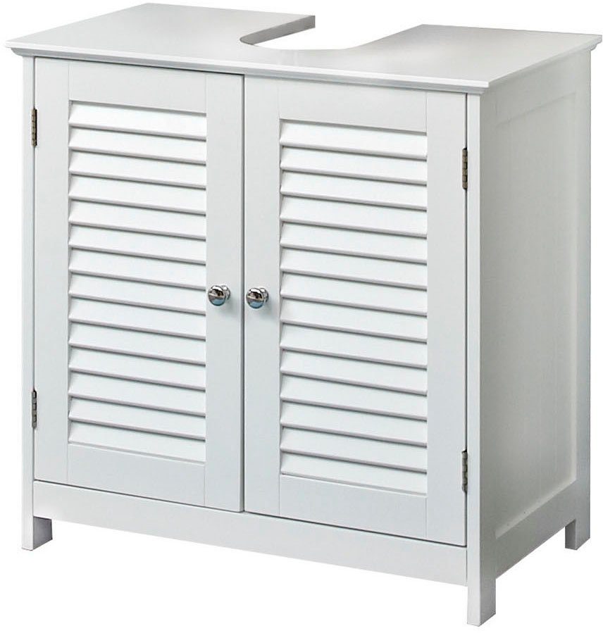 Saphir Badkamerserie Quickset 928 5-delig, wastafelonderkast met spiegel Hoge kast, onderkast, hangend kastje, 6 deuren, glanzend wit (5-delig)