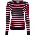 tommy hilfiger trui met ronde hals th ess cable c-nk swt ls met all-over strepen  kabelmotief blauw