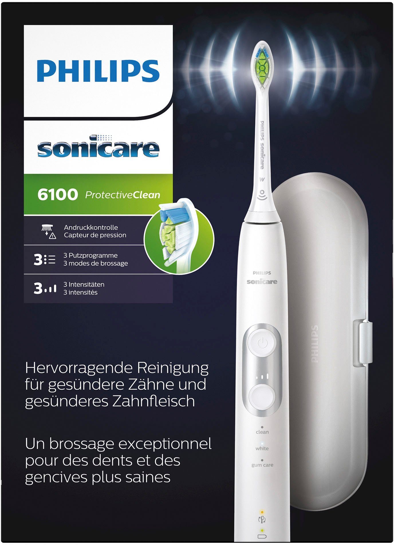 Philips Sonicare Elektrische tandenborstel HX6877/28 ProtectiveClean 6100, ultrasone tandenborstel, met 3 poetsprogramma's