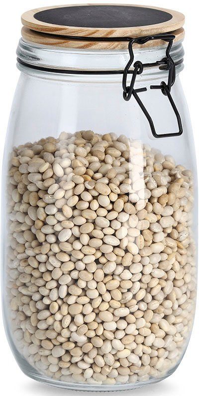 Zeller Present Glazen voorraadpot Klemvergrendeling, 500ml, 1000ml, 1500ml (set, 3-delig)