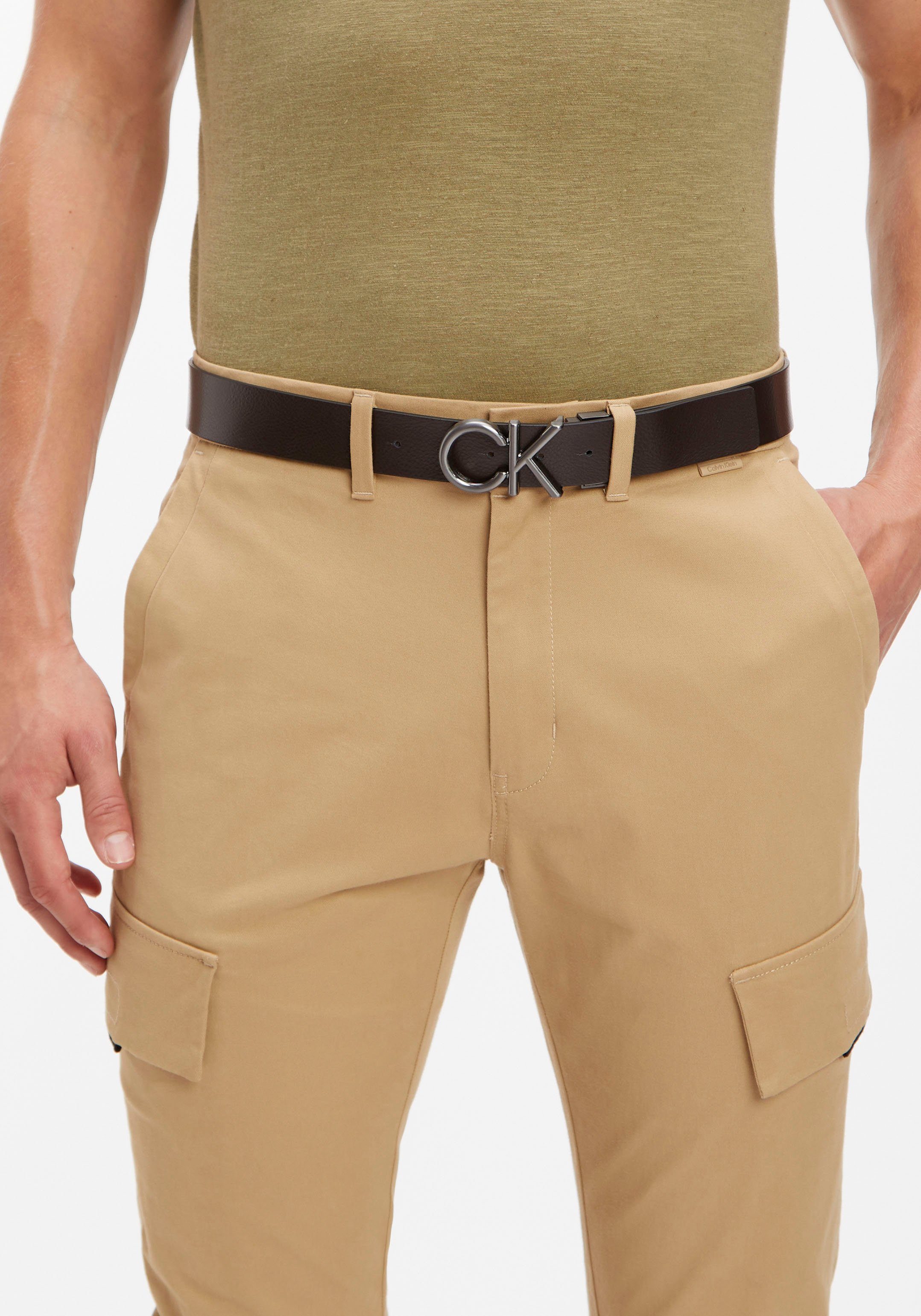 Calvin Klein Leren riem met monogram gesp van metaal