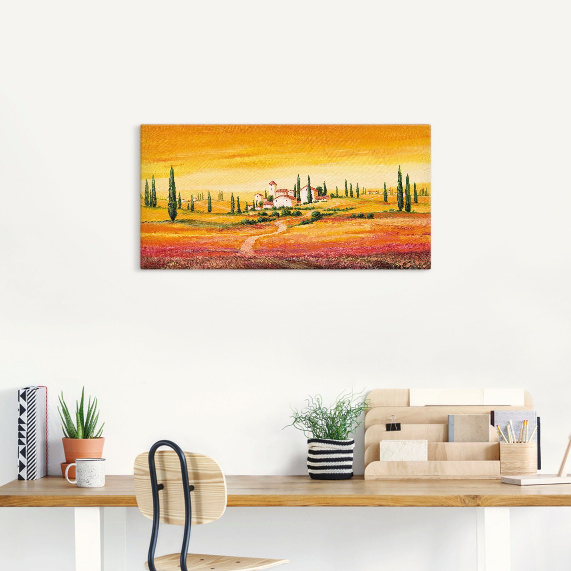 Artland Artprint Schitterend Toscaans landschap als artprint van aluminium, artprint voor buiten, artprint op linnen, poster, muursticker