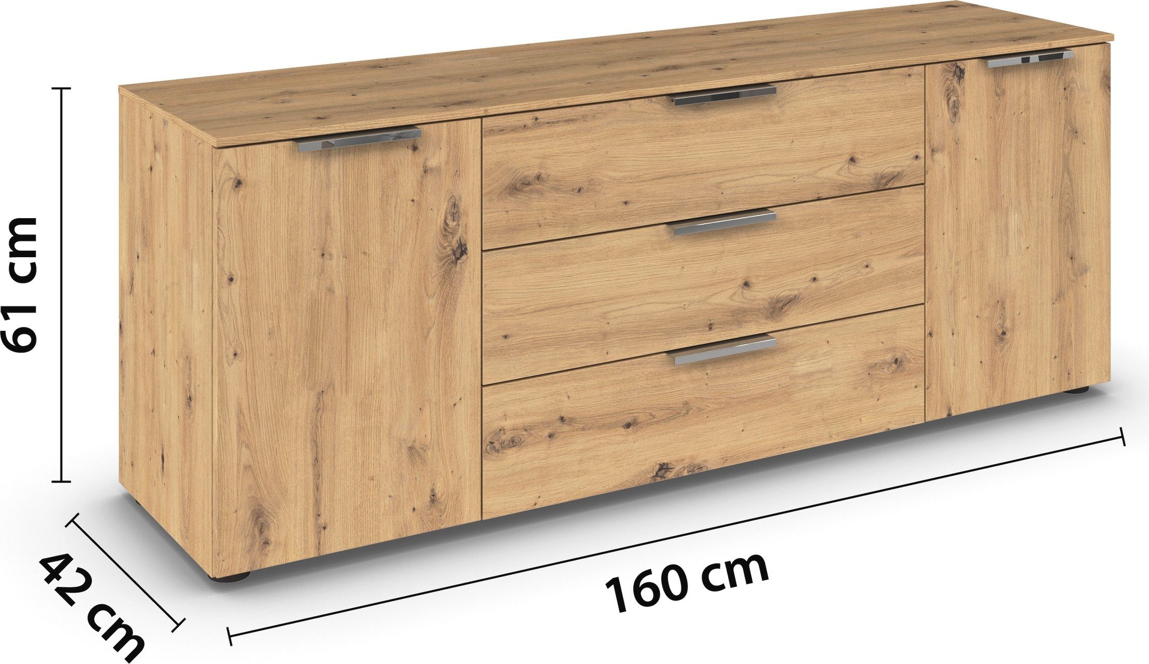 rauch Ladekast Flipp kast sideboard waskast 2 deurs met 3 laden en soft-close functie