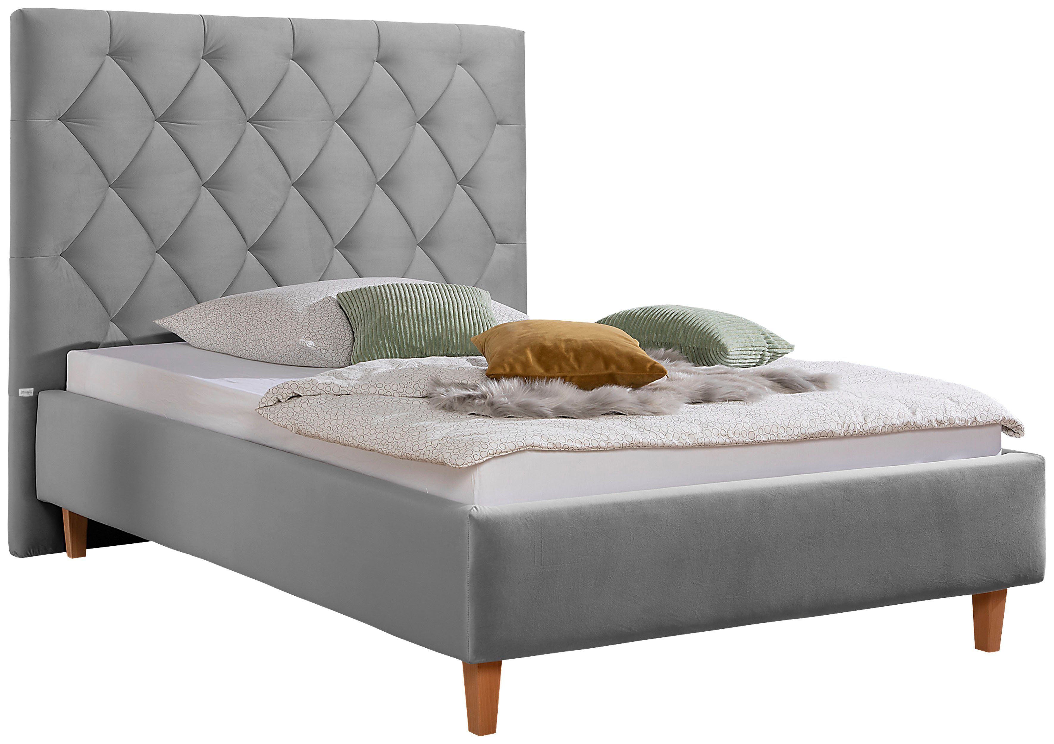 Guido Maria Kretschmer Home&Living Gestoffeerd bed Sunley 140 Kruisstiksel, hoofdbordhoogte 142 cm, zonder of met matras/lattenbodem