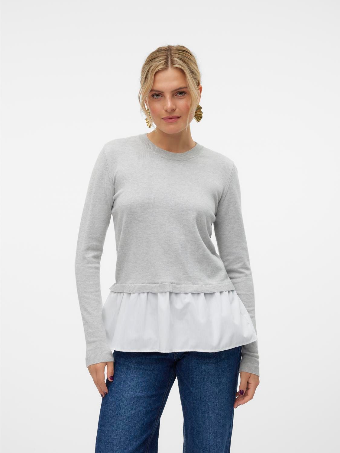 Vero Moda Trui met ronde hals VMJOSE LS O-NECK WVN MIX PULLOVER GA BOO