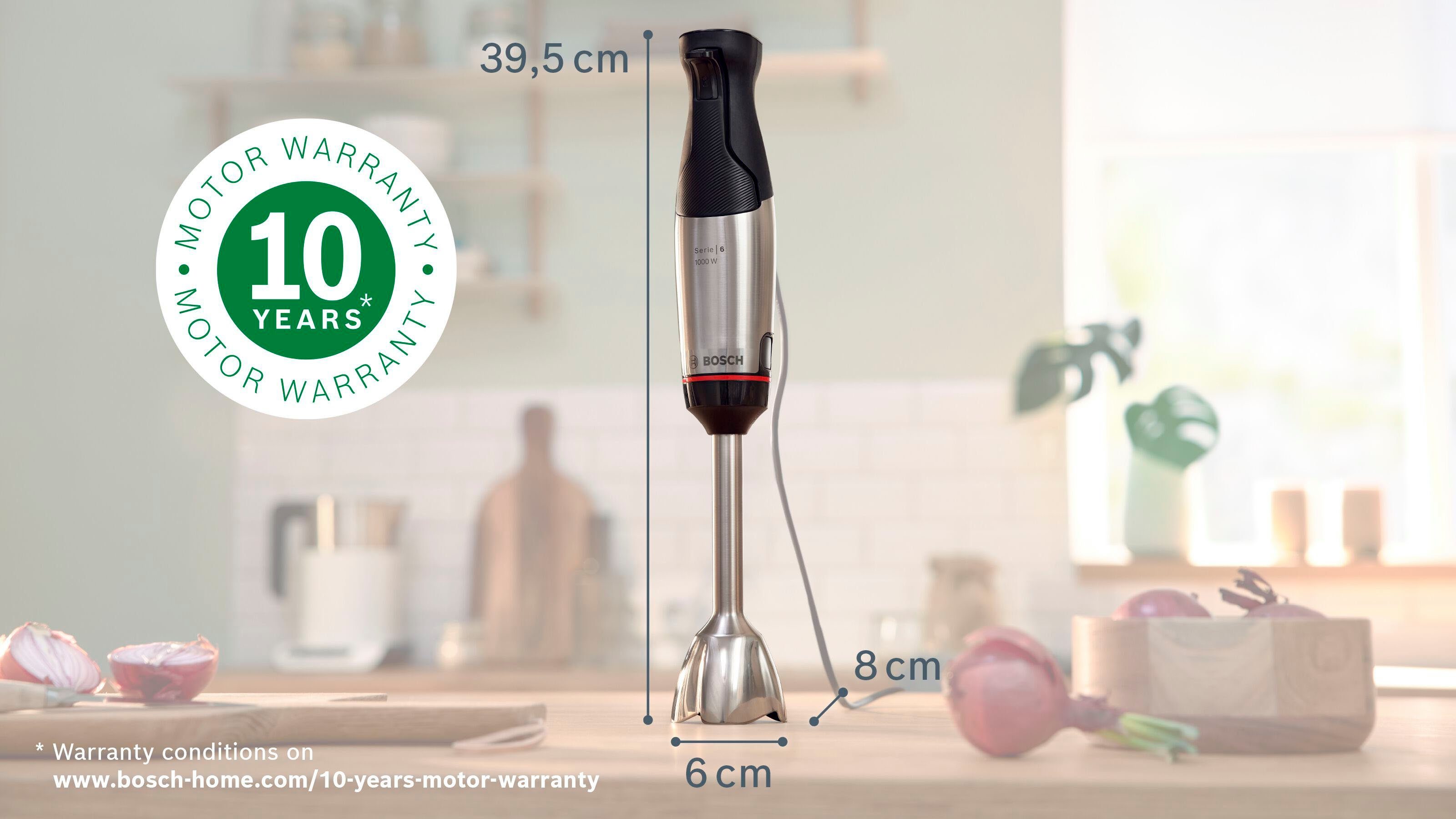 BOSCH Staafmixer ErgoMaster Serie 6 MSM6M610, 4 messen, mixvoet roestvrij staal, zwart