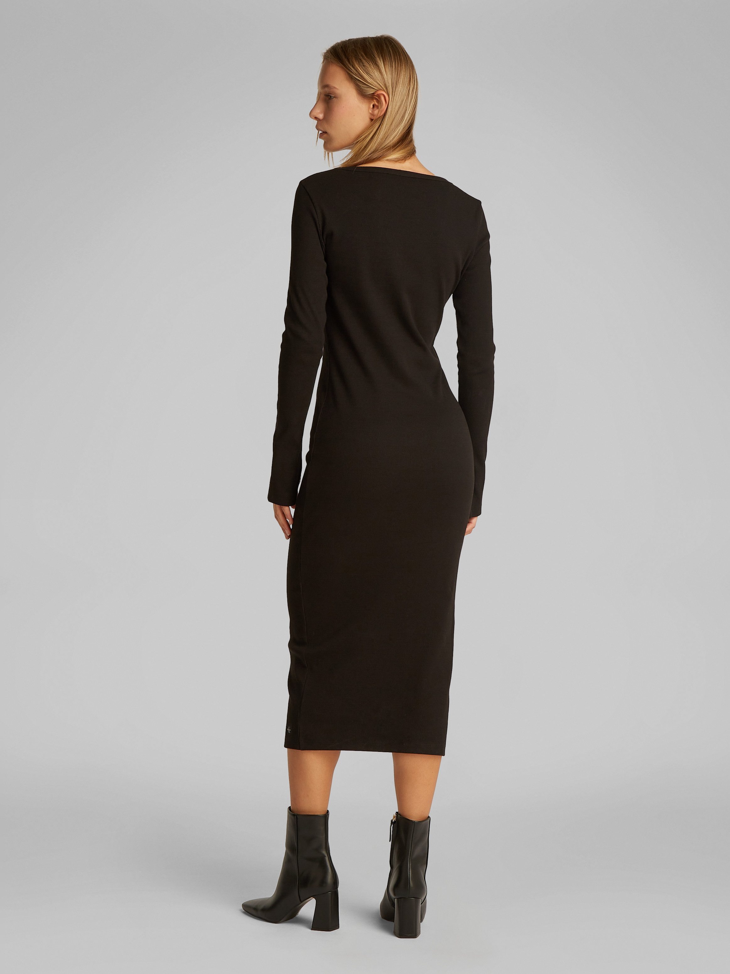 Calvin Klein Maxi-jurk WOVEN LABEL LS RIB DRESS