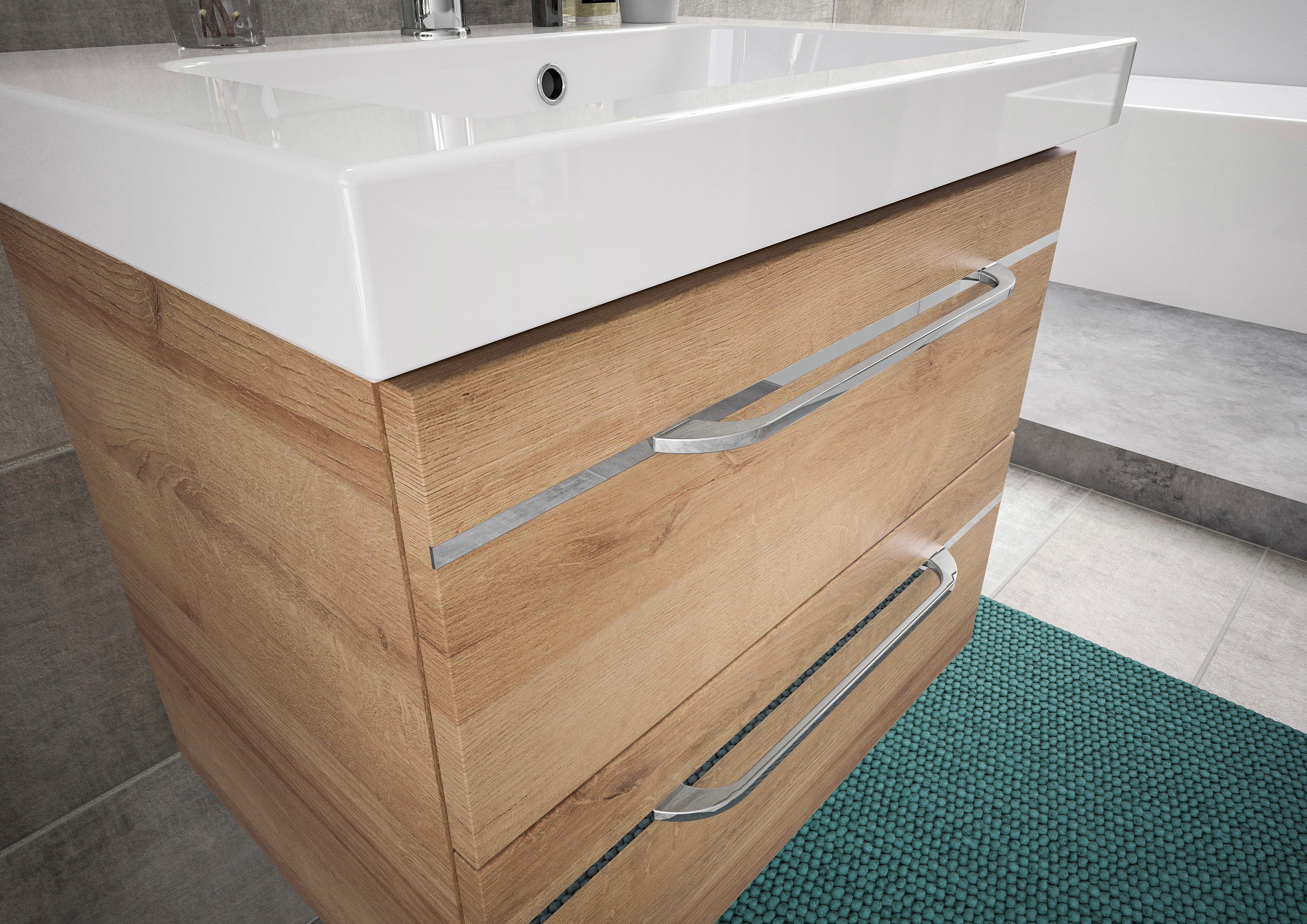 Saphir Badkamerserie Balto sprint, wastafelmeubel met mineraalmarmeren wastafel, 64,4 cm breed (1 stuk)