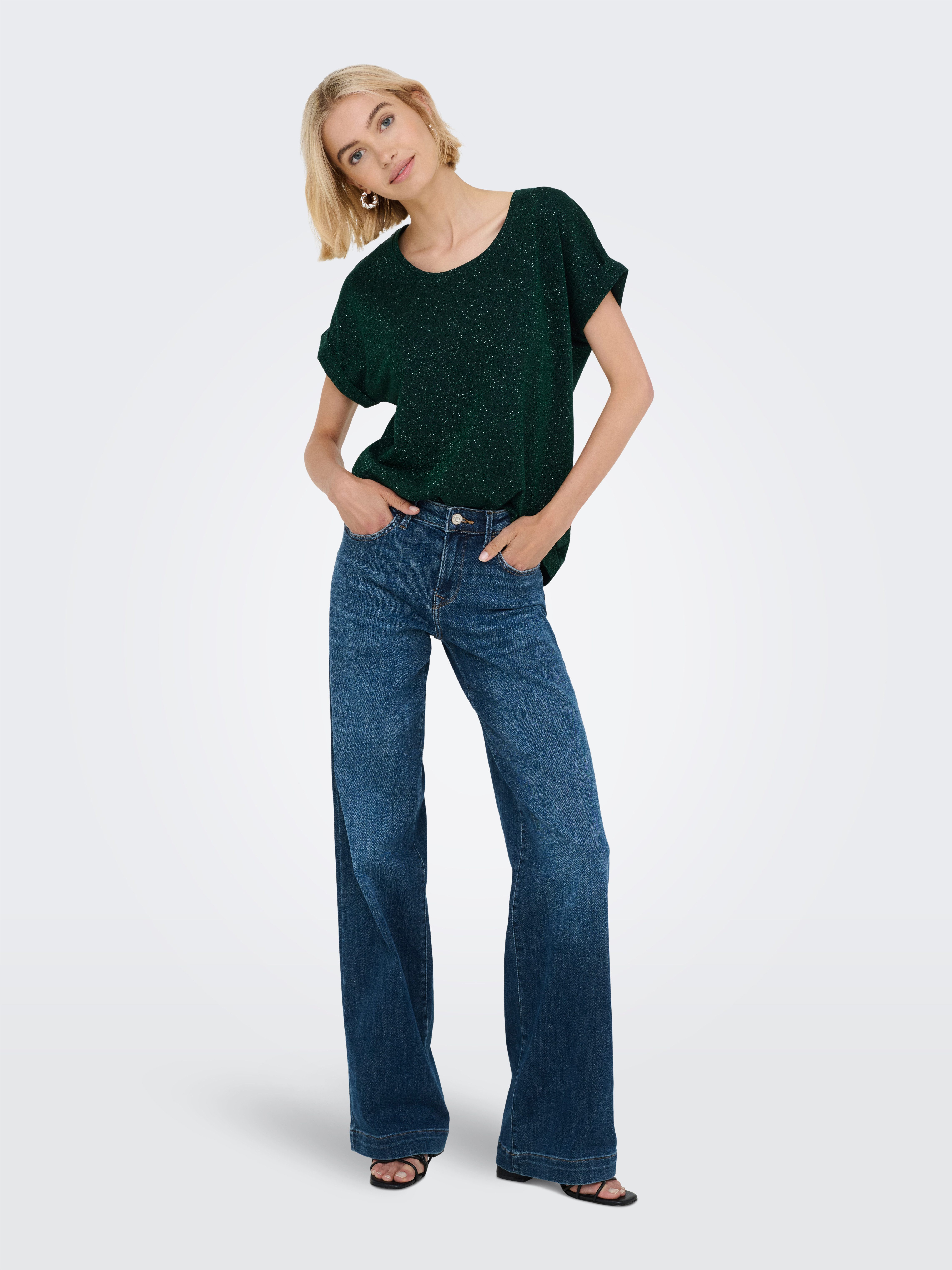 Only Shirt met korte mouwen ONLMOSTER GLITTER S/S TOP NOOS JRS