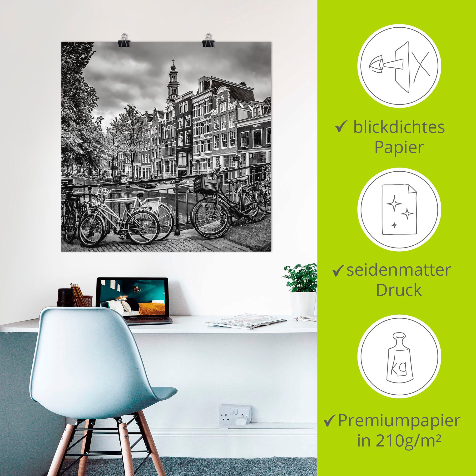 Artland Poster Amsterdam Bloemgracht II als artprint van aluminium, artprint op linnen, muursticker of poster in verschillende maten