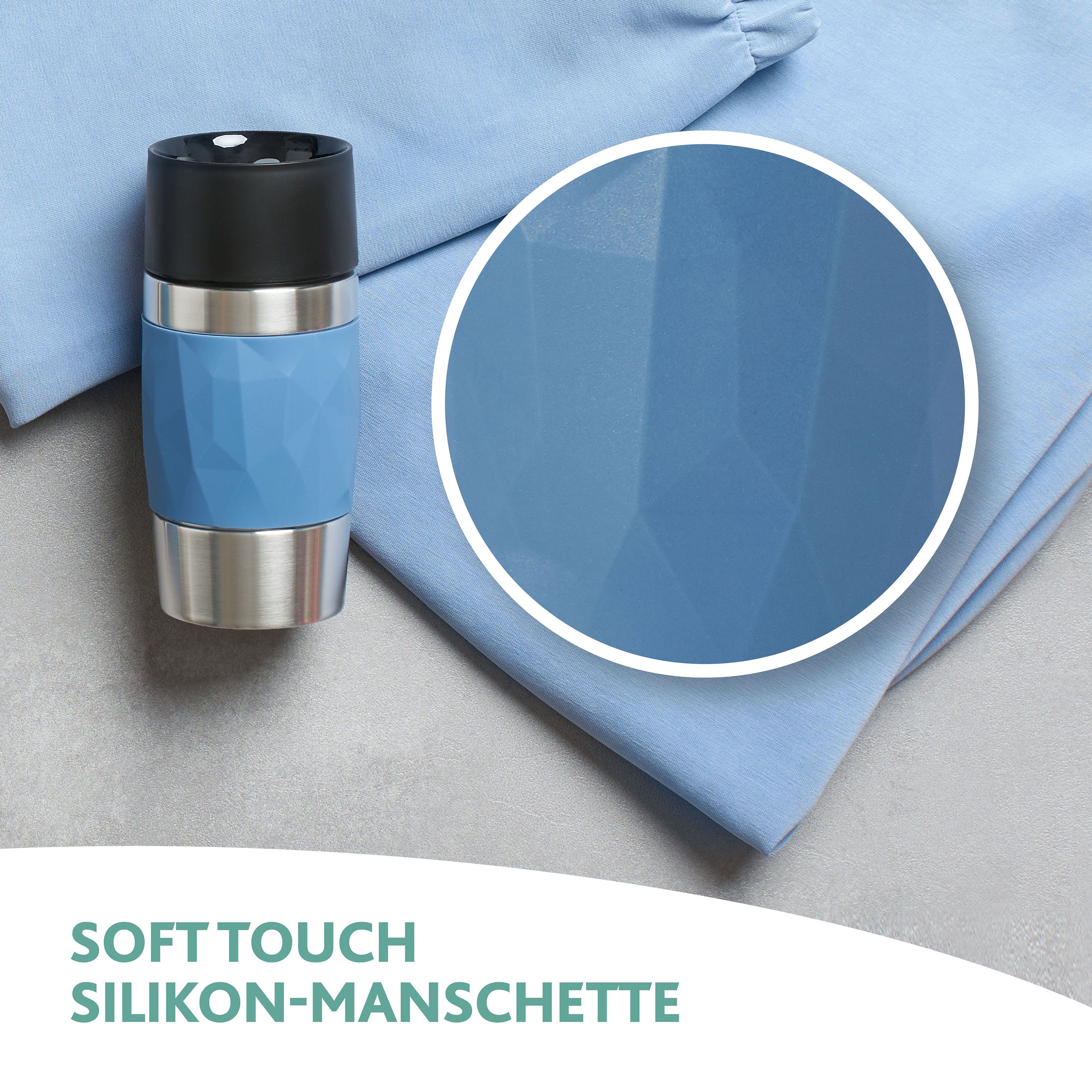 Emsa Thermosbeker Travel Mug Compact 0,3l, roestvrij staal, 3u warm/6u koud, 360° drinkopening, vaatwasmachinebestendig