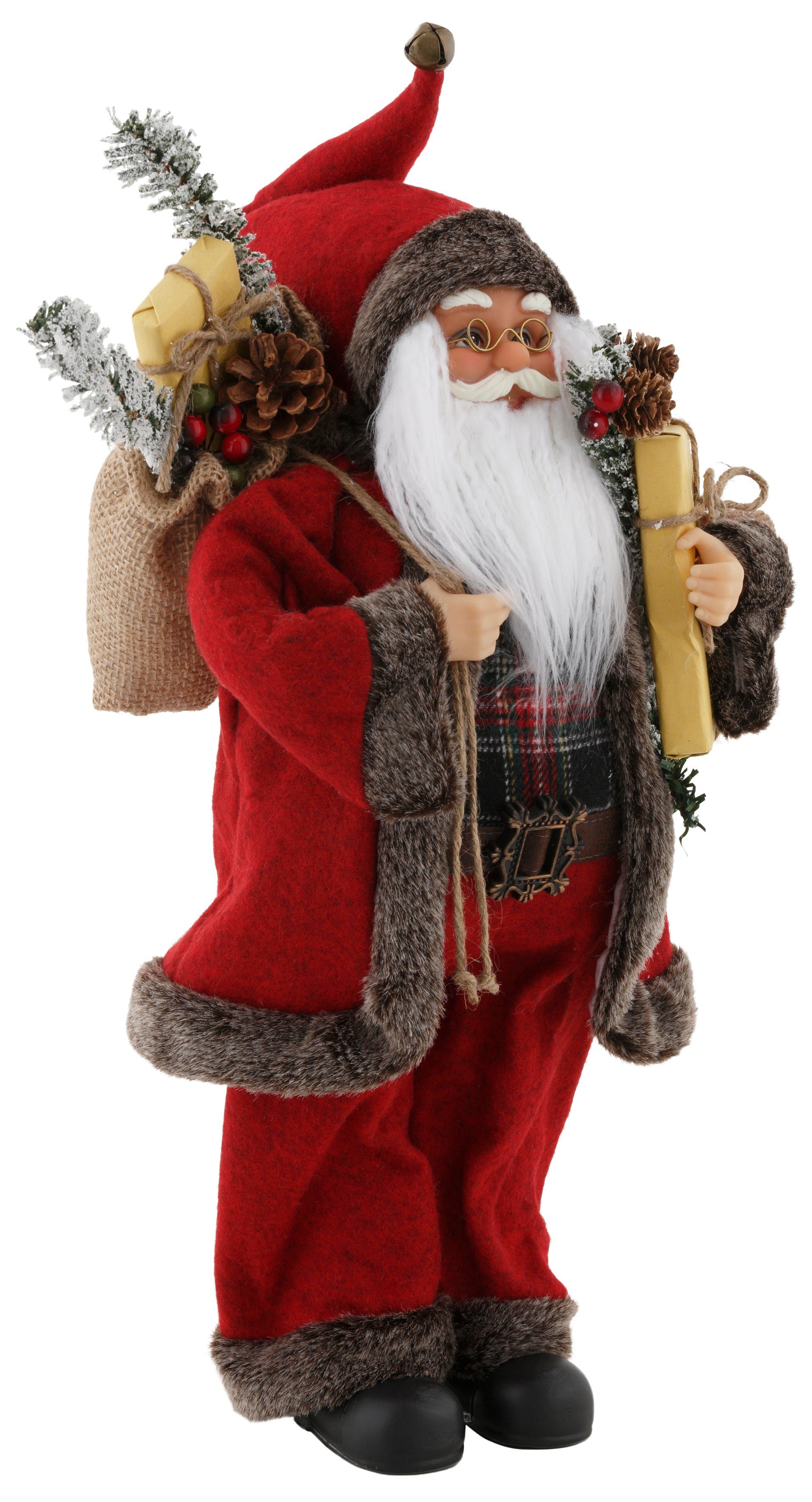 my home Kerstman Kerstversiering rood met zak en cadeaus, hoogte ca. 45,5 cm