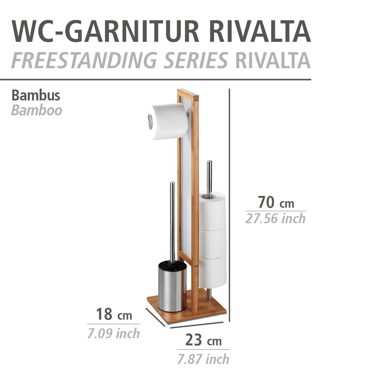 WENKO Toiletset Rivalta geïntegreerde toiletrolhouder en toiletborstelhouder (1 stuk)