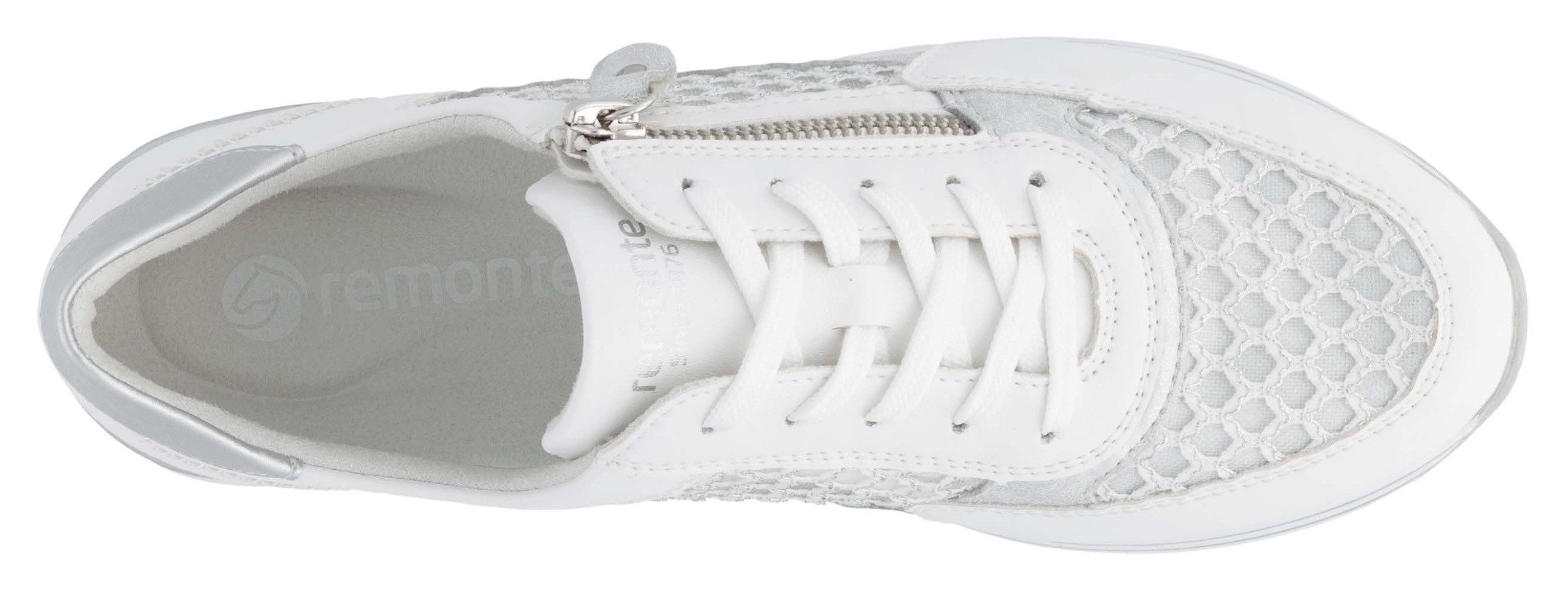 Remonte Plateausneakers , vrijetijdsschoen, lage schoen, veterschoen, vegan, contrastafwerking