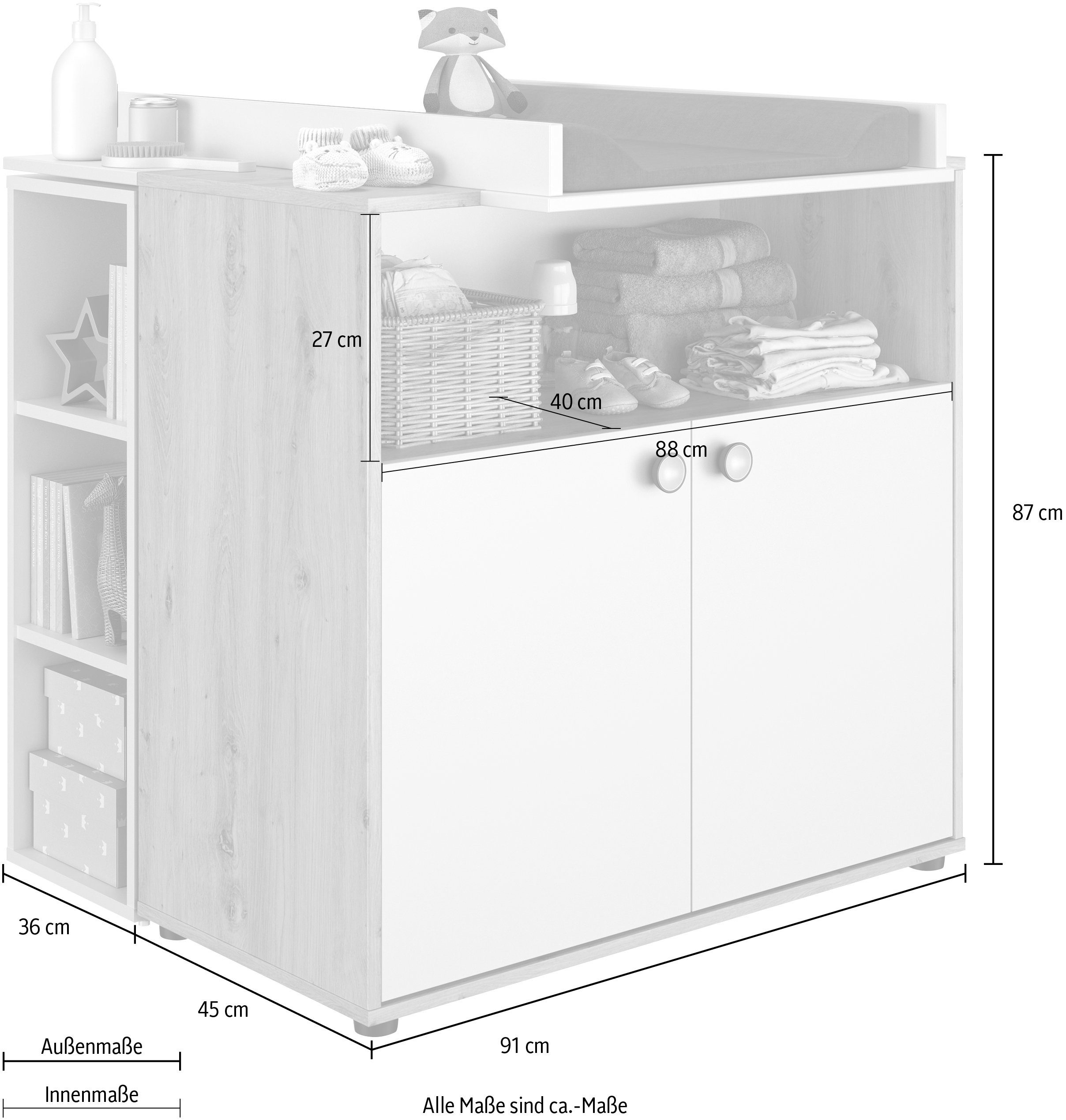 Galipette Babymeubelset Arthur bestaande uit commode, bladvergroter luiertafel en plankje (3-delig)