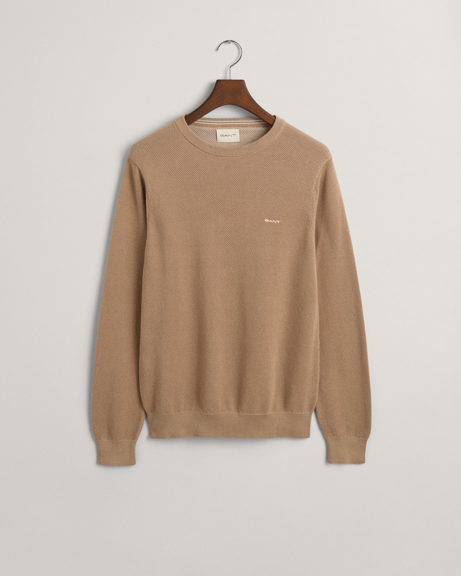 Gant Trui met ronde hals COTTON PIQUE C-NECK met logoborduursel op borsthoogte