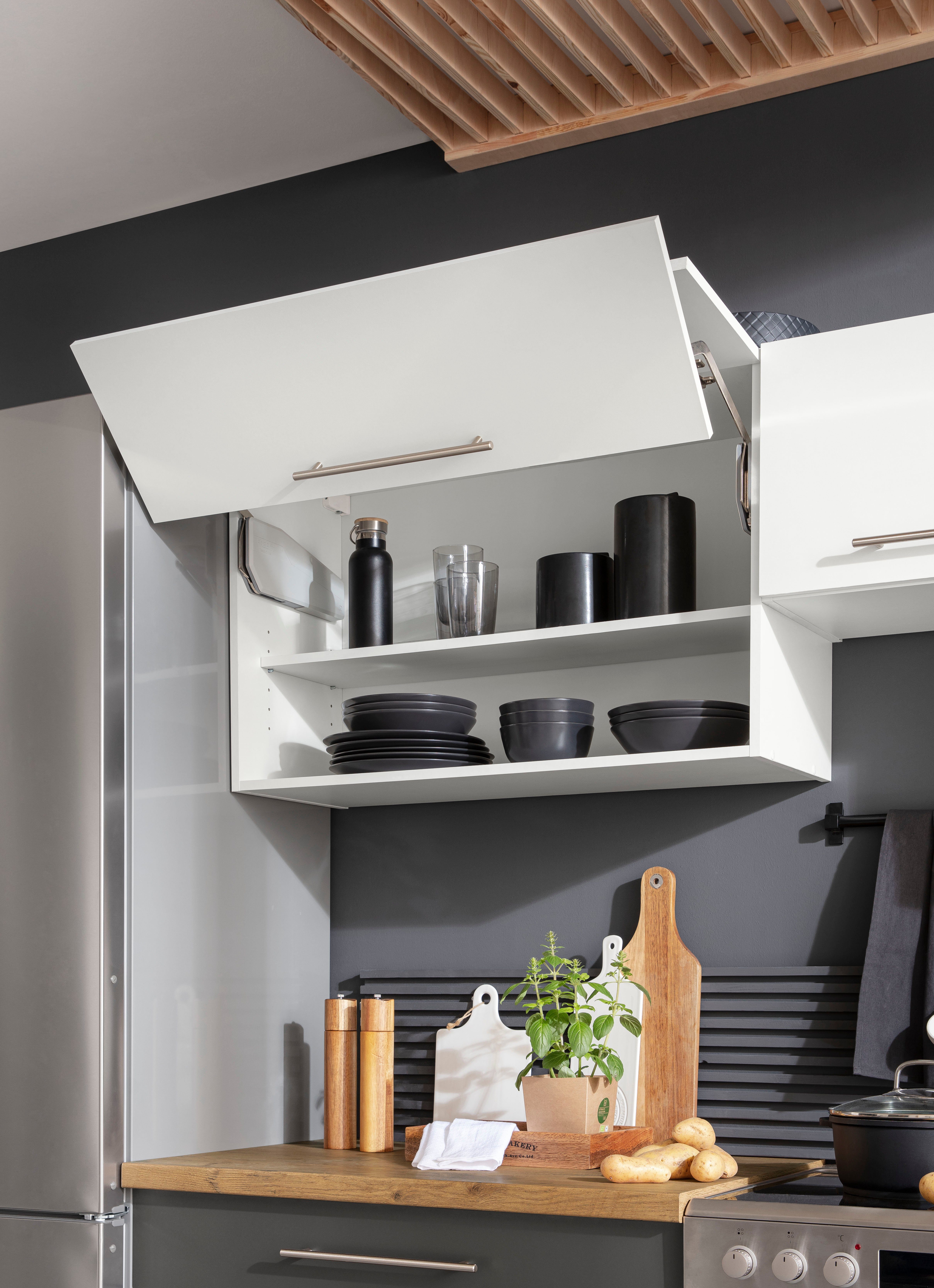 wiho Küchen Hangend kastje met vouwklep Unna 90 cm breed, met soft-closefunctie