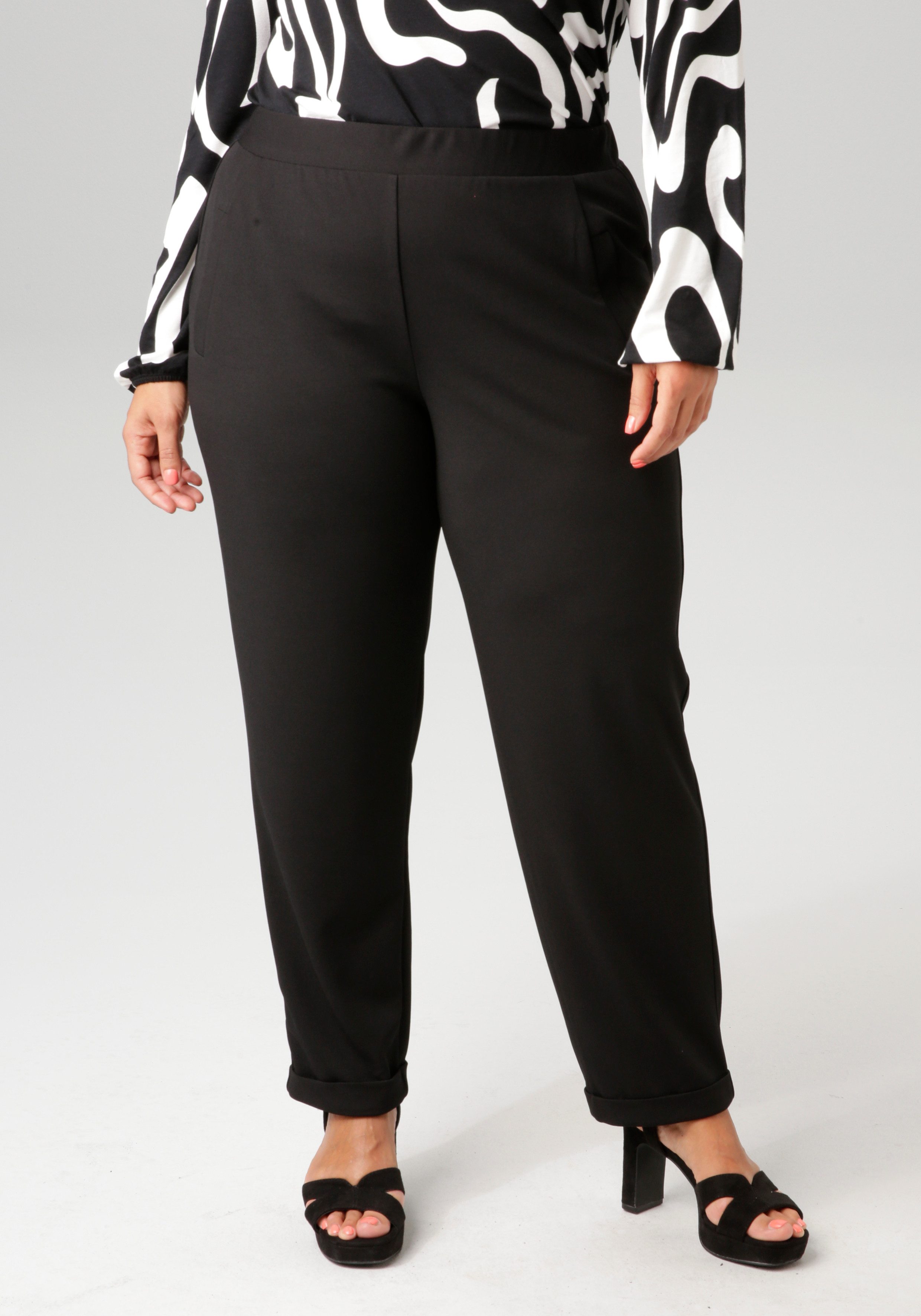 OTTO Aniston PLUS Comfortbroek van elastische scuba-crepé-kwaliteit - nieuwe collectie dames broeken maat 44 zwart
