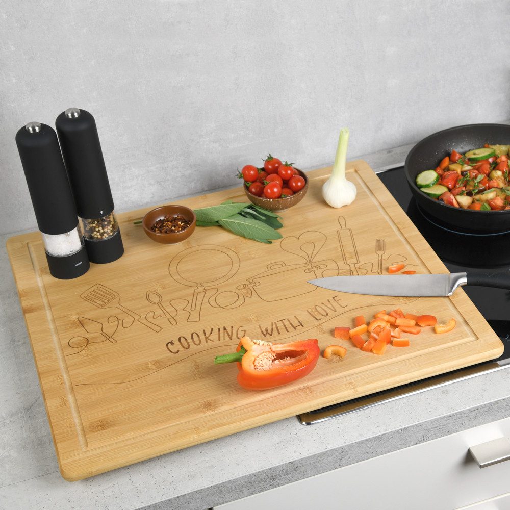 KESPER for kitchen & home Afdekplaat fornuis Forbuisbedekking, liefde, bamboe (1-delig)