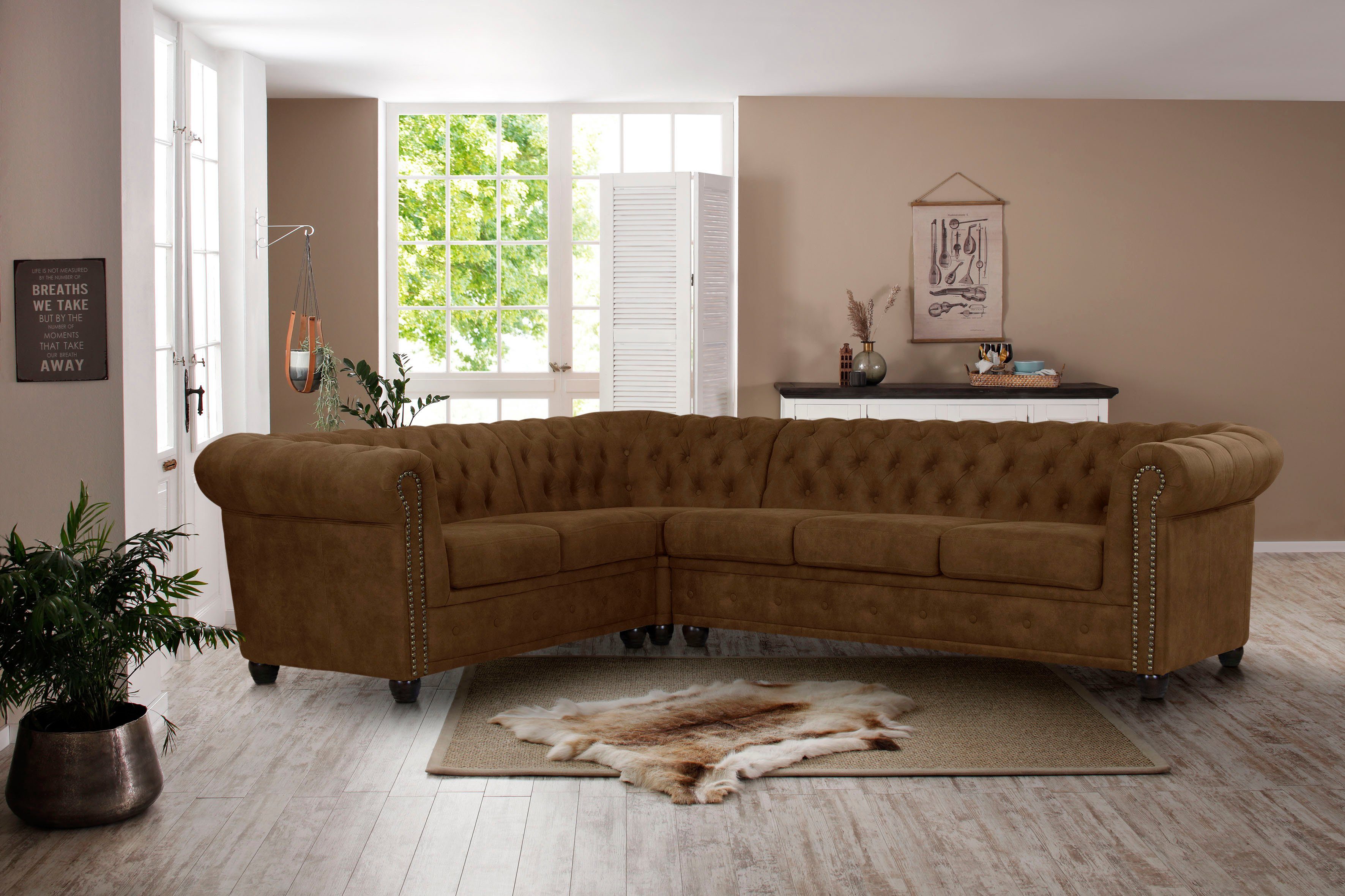 Home affaire Chesterfield-bank Rysum L-vorm Chesterfield-look, lange zijde links of rechts