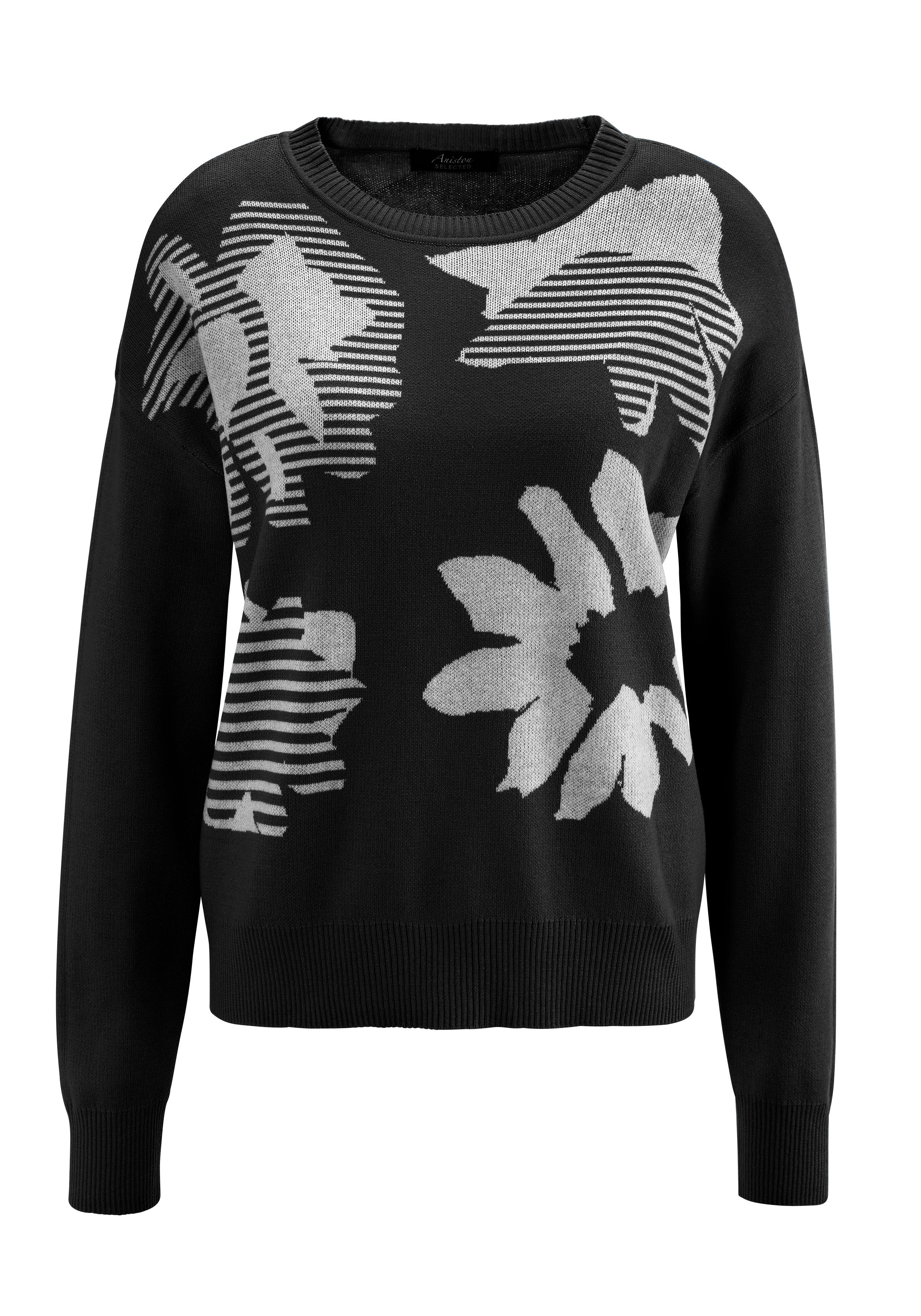 Aniston SELECTED Gebreide trui met trendy en grootschalige jacquardpatronen