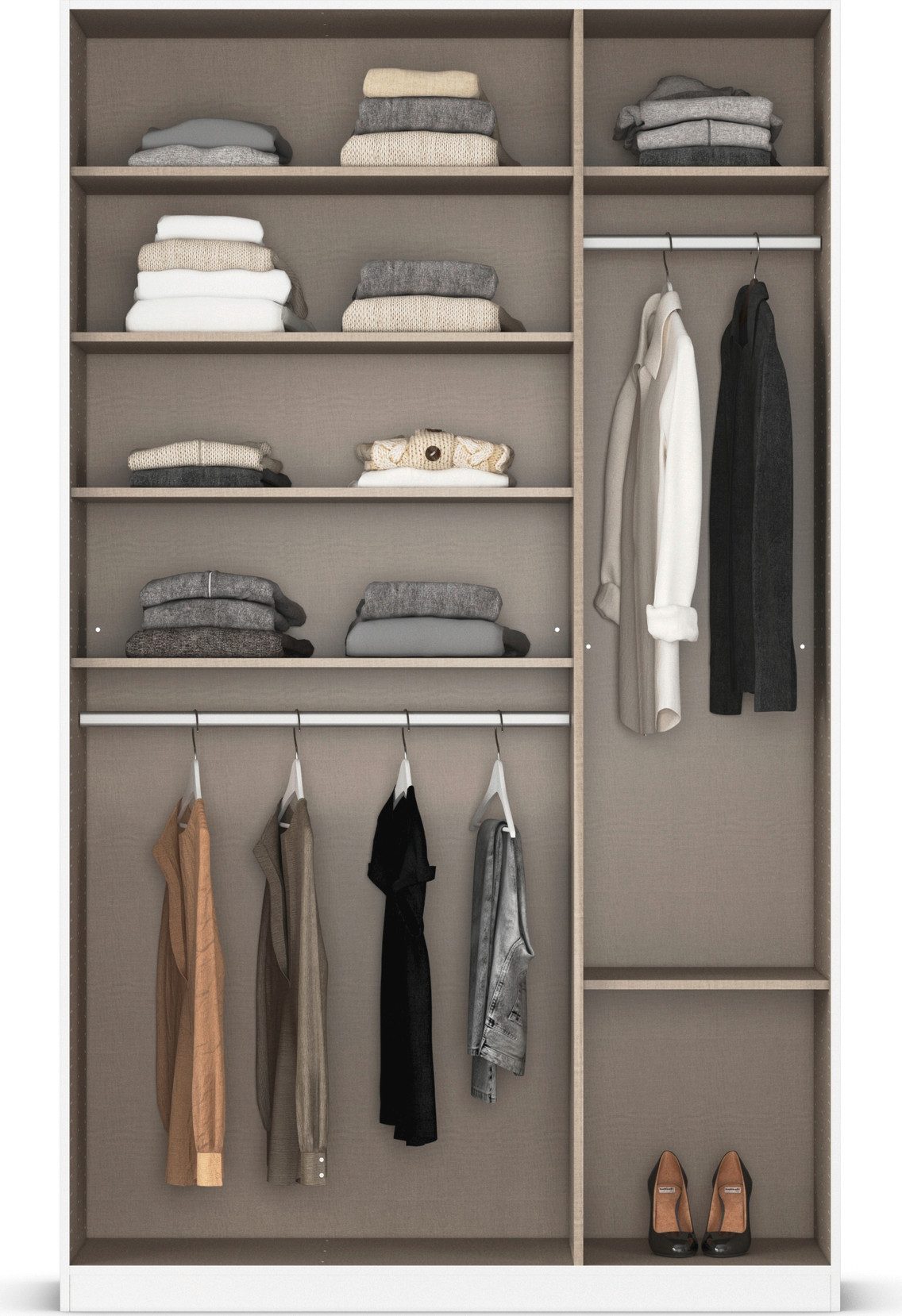 rauch Draaideurkast Kledingkast kast garderobe AGORDO met decor- of hoogglansfront doordachte binnenuitrusting, in 6 breedtes en 2 hoogtes made in germany