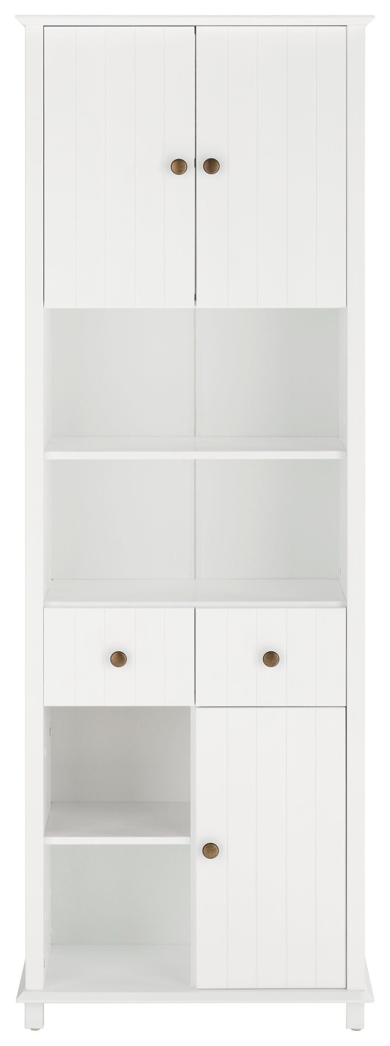 Home affaire Hoge kast Vili Badkamerkast, hoogte 175 cm, 2 lades, 3 deuren, van massief hout