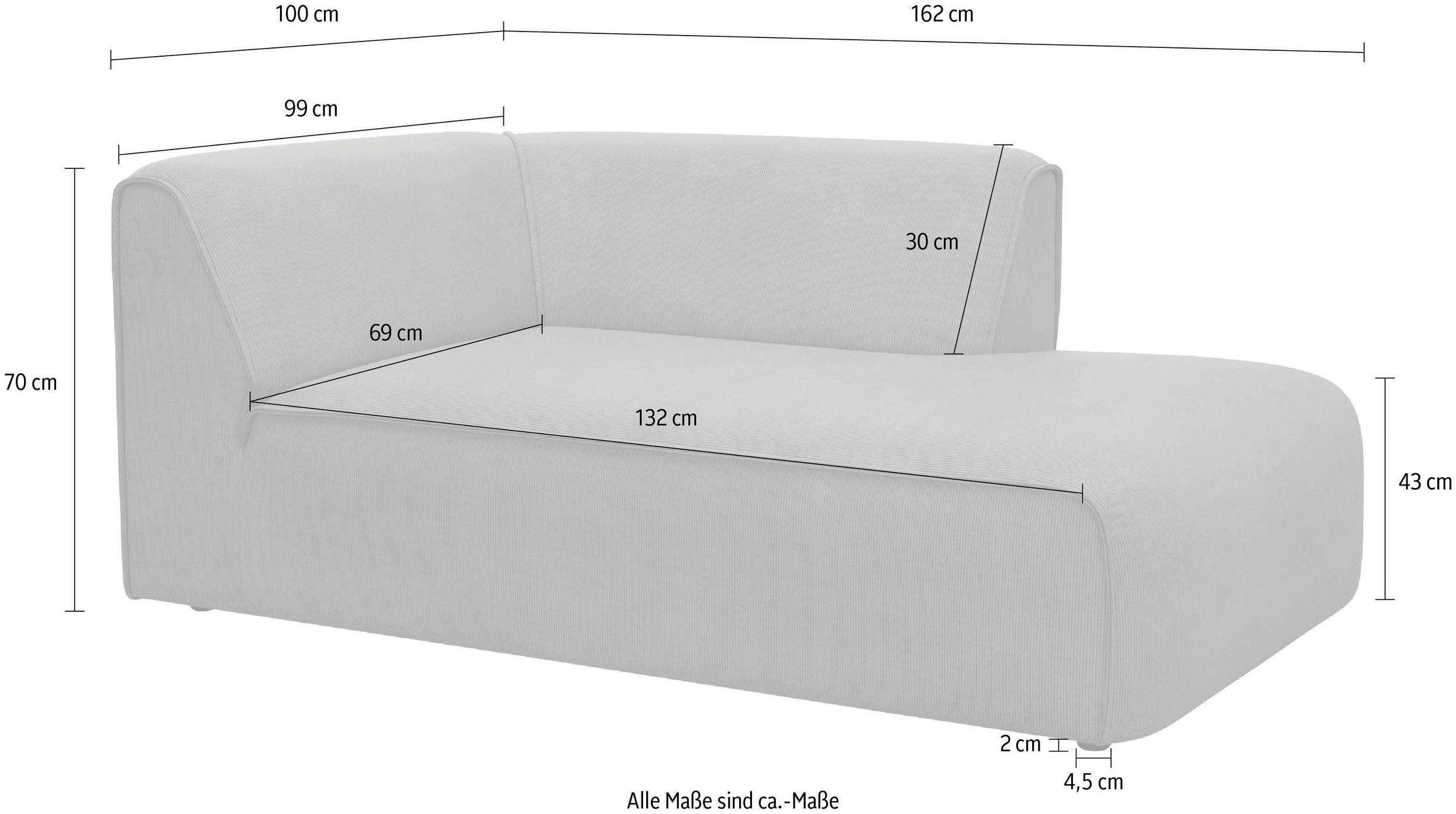 RAUM.ID Ottomane Merid chaise longue, afmetingen B/D/H: 100/162/70 cm als module of apart te gebruiken, voor individuele samenstelling