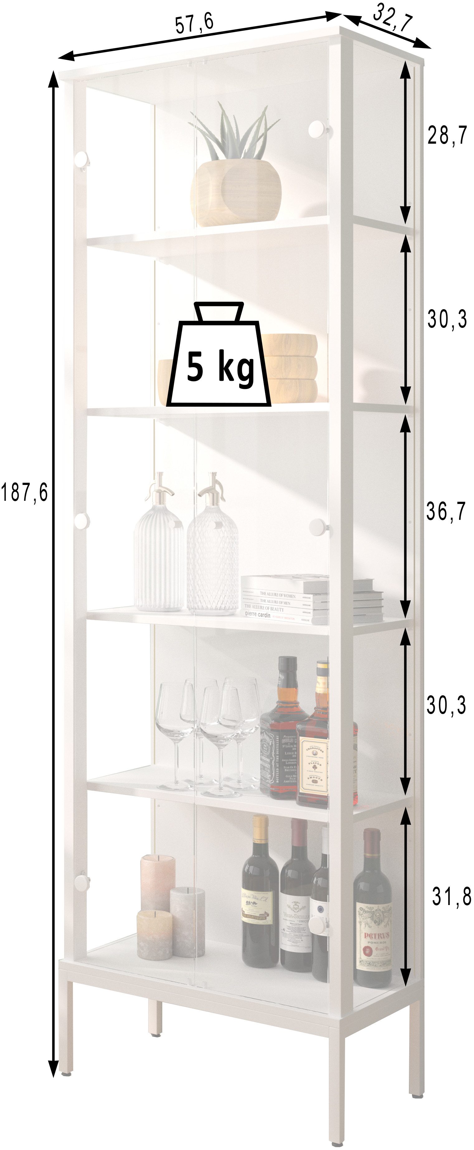 fif möbel Vitrinekast Step Standvitrine, vitrinekast, glazen vitrine, verzamelvitrine (1 stuk)