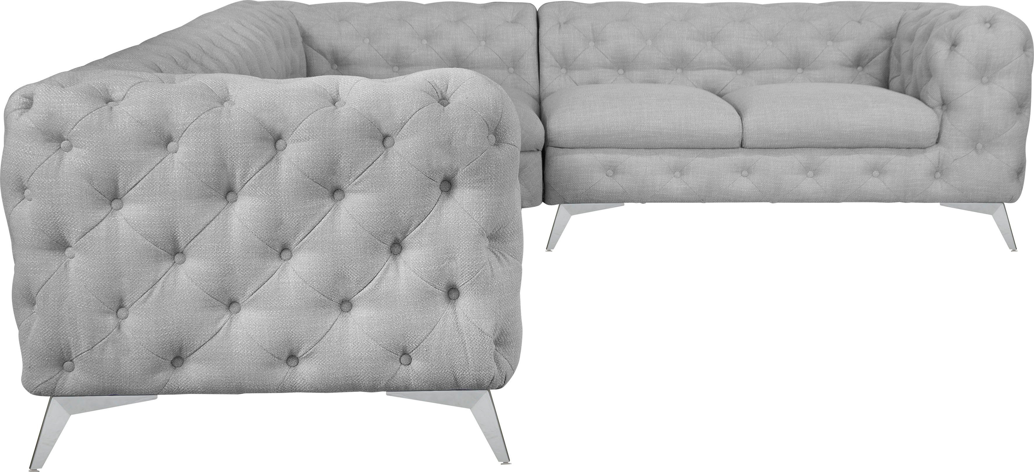 Leonique Chesterfield-bank Glynis L-vorm luxueuze capitonnage, moderne chesterfield look, kleur van de poten ter keuze