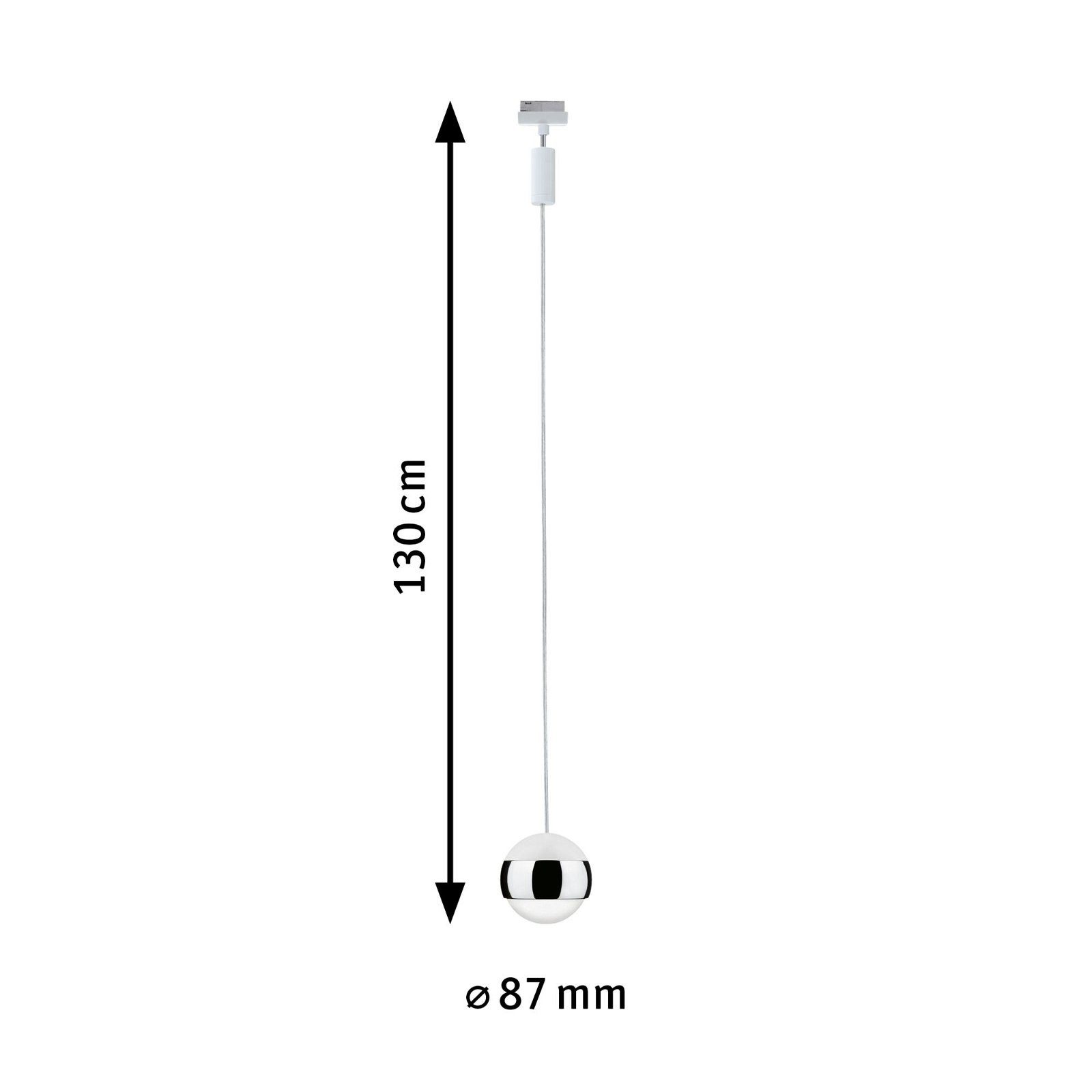 Paulmann Railsysteem-lampen URail Hanglamp Capsule II 400lm 6,3W 2700K 230V Zwart mat, Chroom