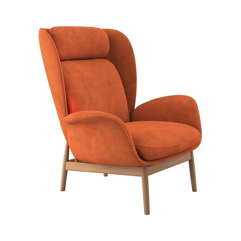 FLEXLUX Oorfauteuil Padova Stijl & comfort, organische vorm, geïntegreerde lendesteun, eikenhouten voet