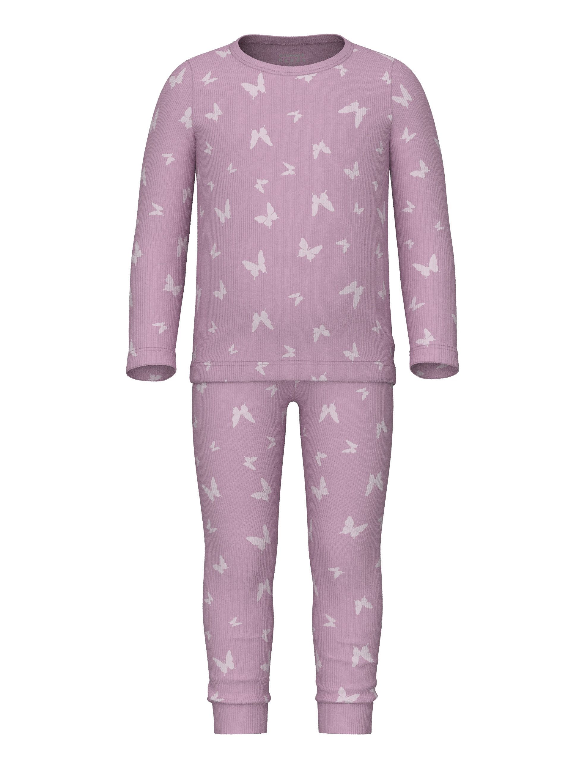 Name It Pyjama NMFNIGHTSET PINK BUTTERFLY RIB NOOS (set, 2-delig)